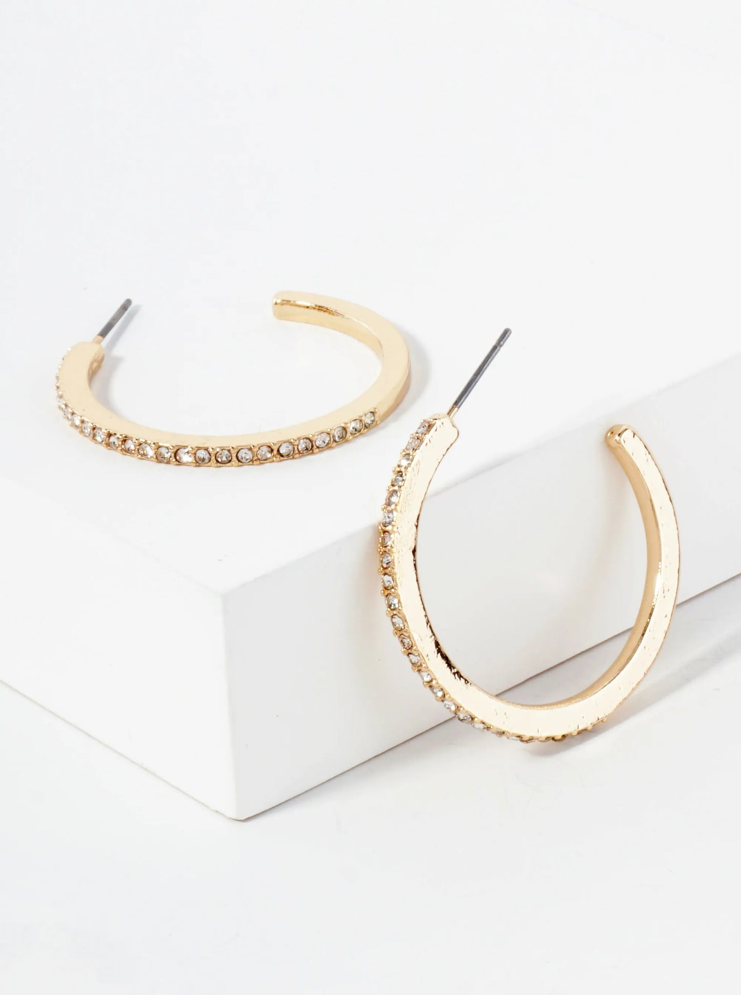 Crystal-Pave 30mm Lightweight Open Hoop Earrings