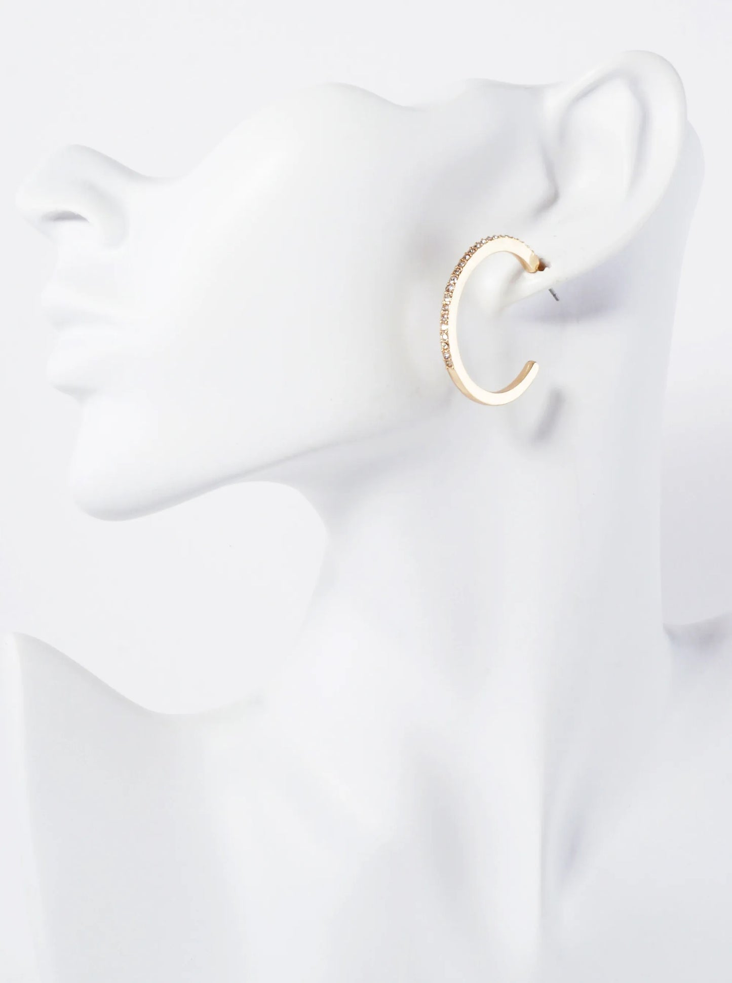 Crystal-Pave 30mm Lightweight Open Hoop Earrings