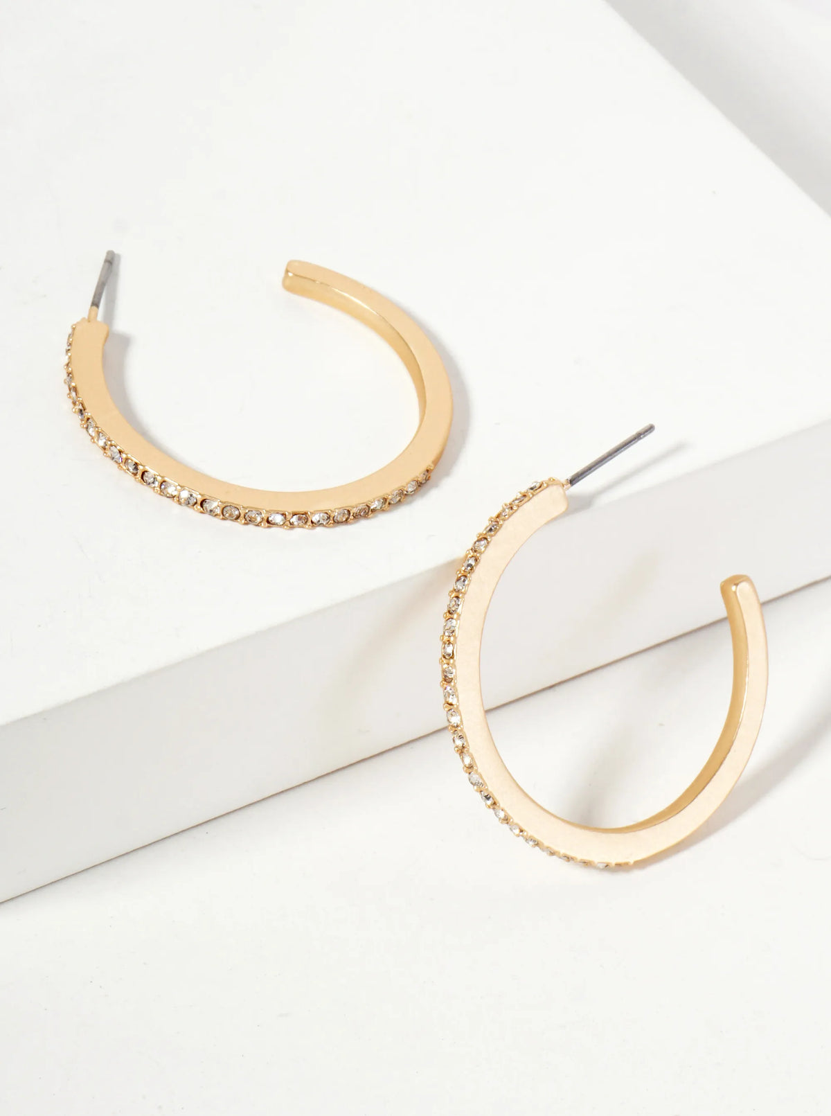 Crystal-Pave 30mm Lightweight Open Hoop Earrings