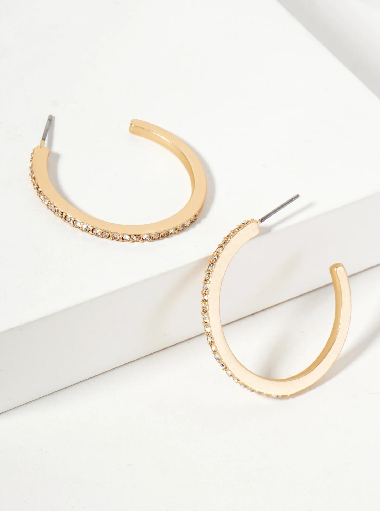 Crystal-Pave 30mm Lightweight Open Hoop Earrings
