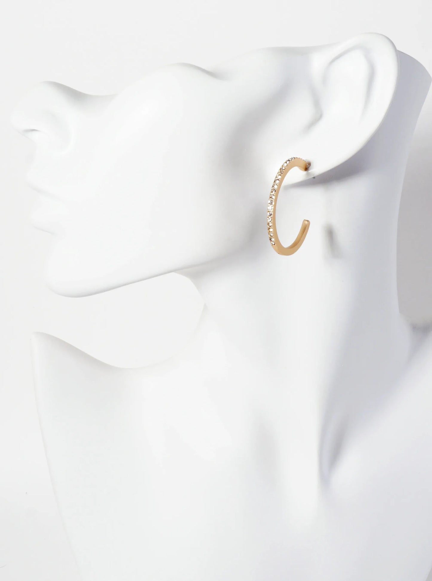 Crystal-Pave 30mm Lightweight Open Hoop Earrings