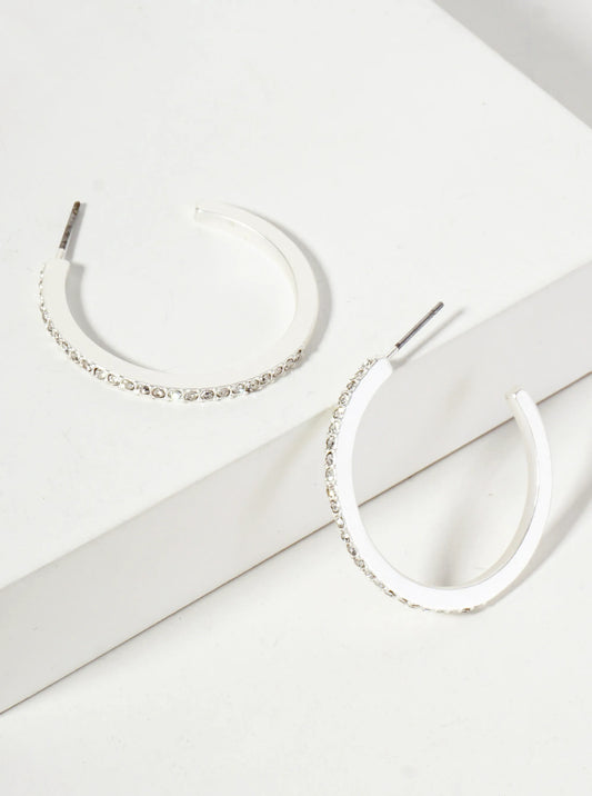 Crystal-Pave 30mm Lightweight Open Hoop Earrings