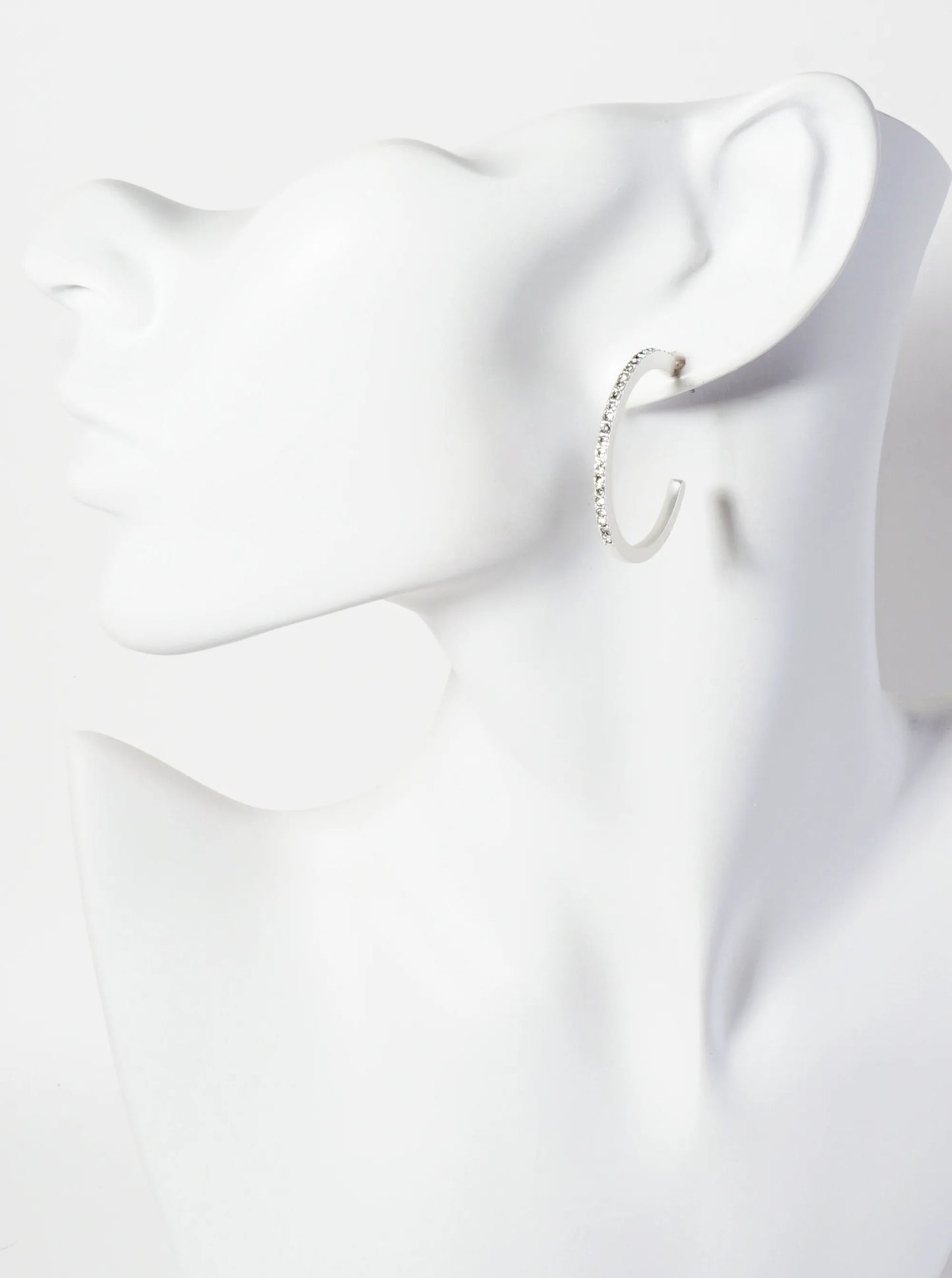 Crystal-Pave 30mm Lightweight Open Hoop Earrings