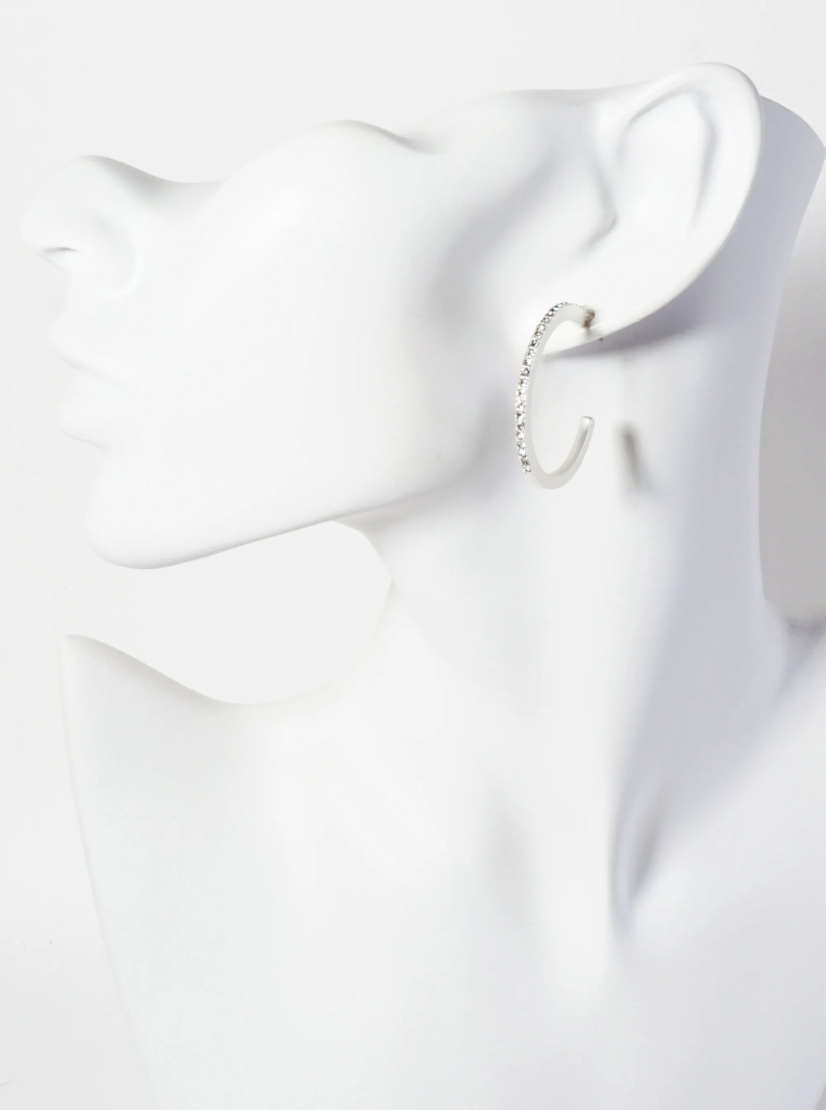 Crystal-Pave 30mm Lightweight Open Hoop Earrings
