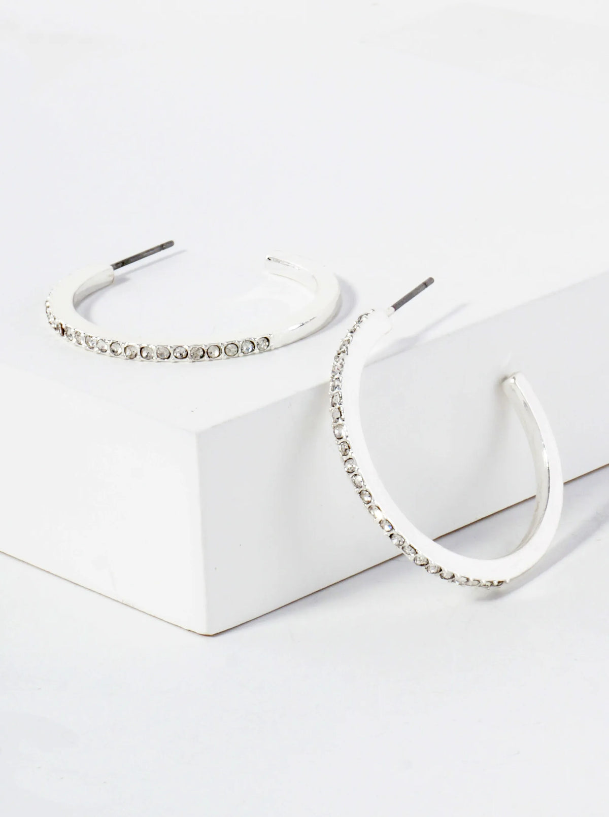 Crystal-Pave 30mm Lightweight Open Hoop Earrings