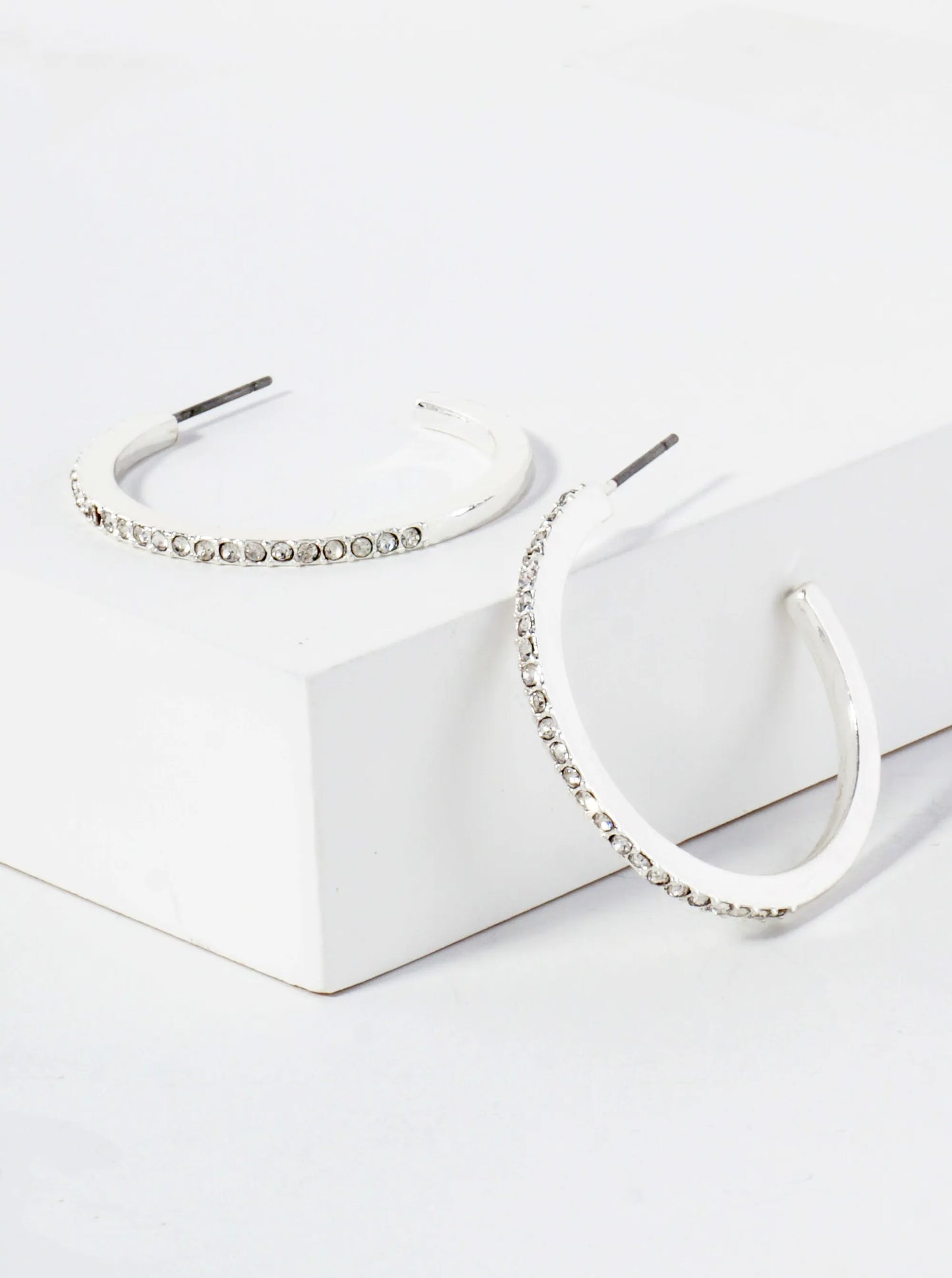 Crystal-Pave 30mm Lightweight Open Hoop Earrings
