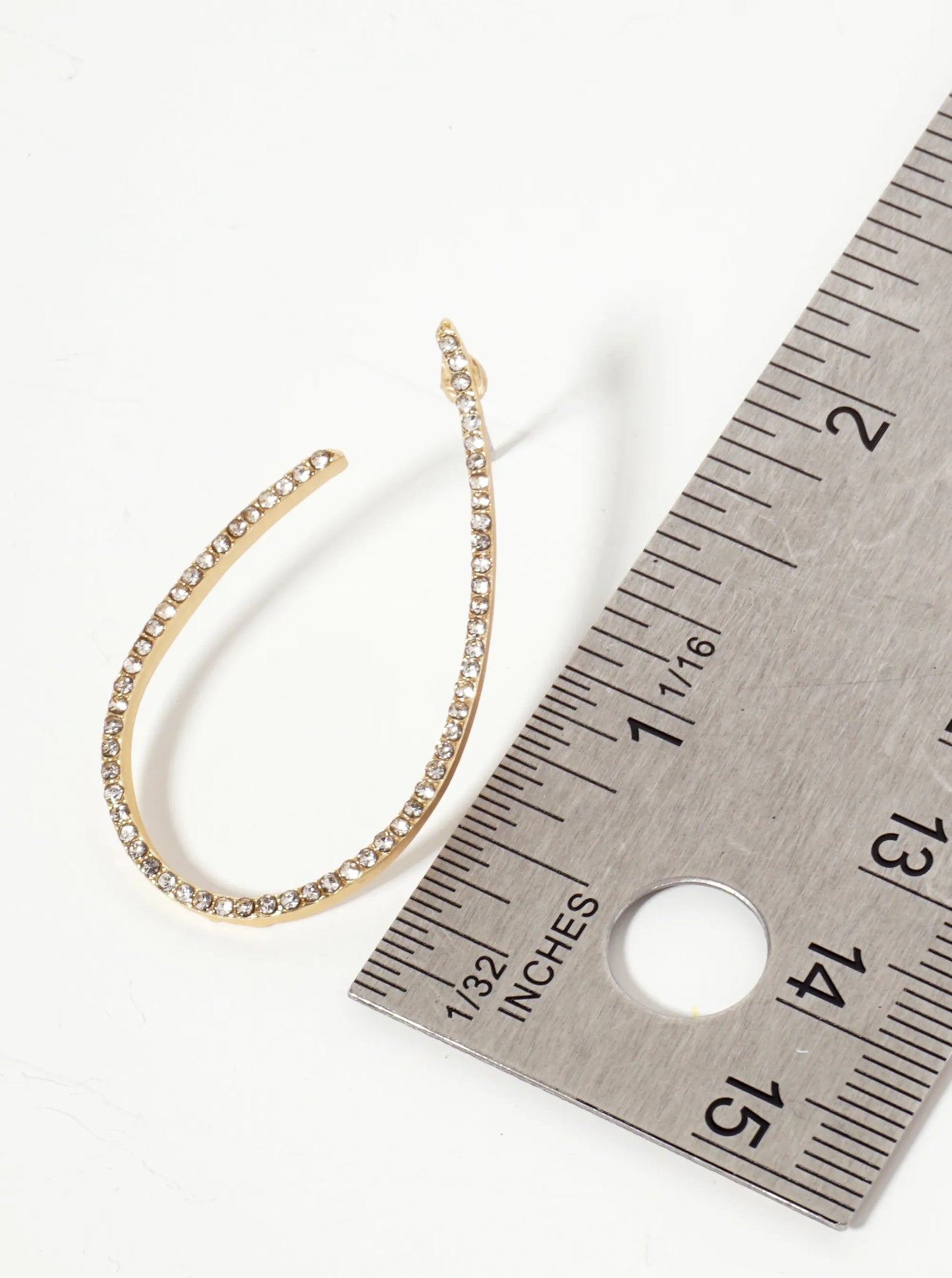 Crystal-Pave 40mm Front-Facing Teardrop Hoop Earrings