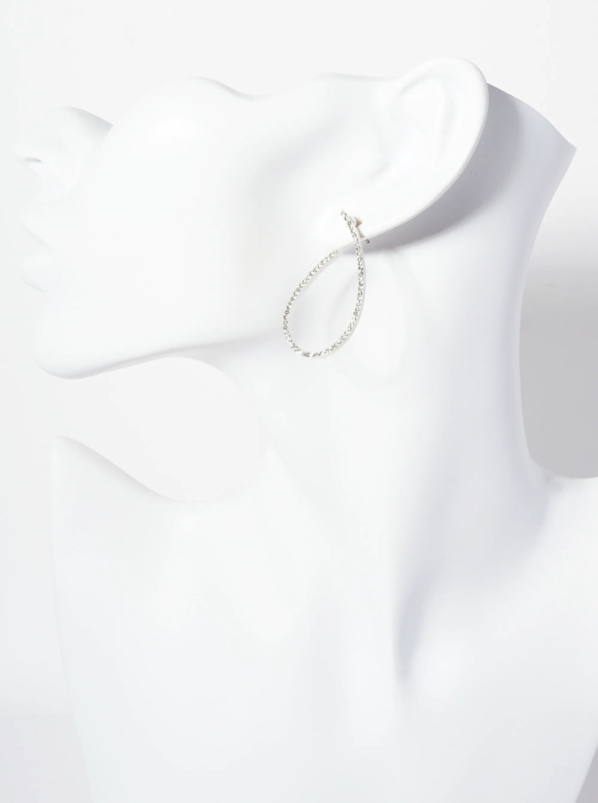 Crystal-Pave 40mm Front-Facing Teardrop Hoop Earrings