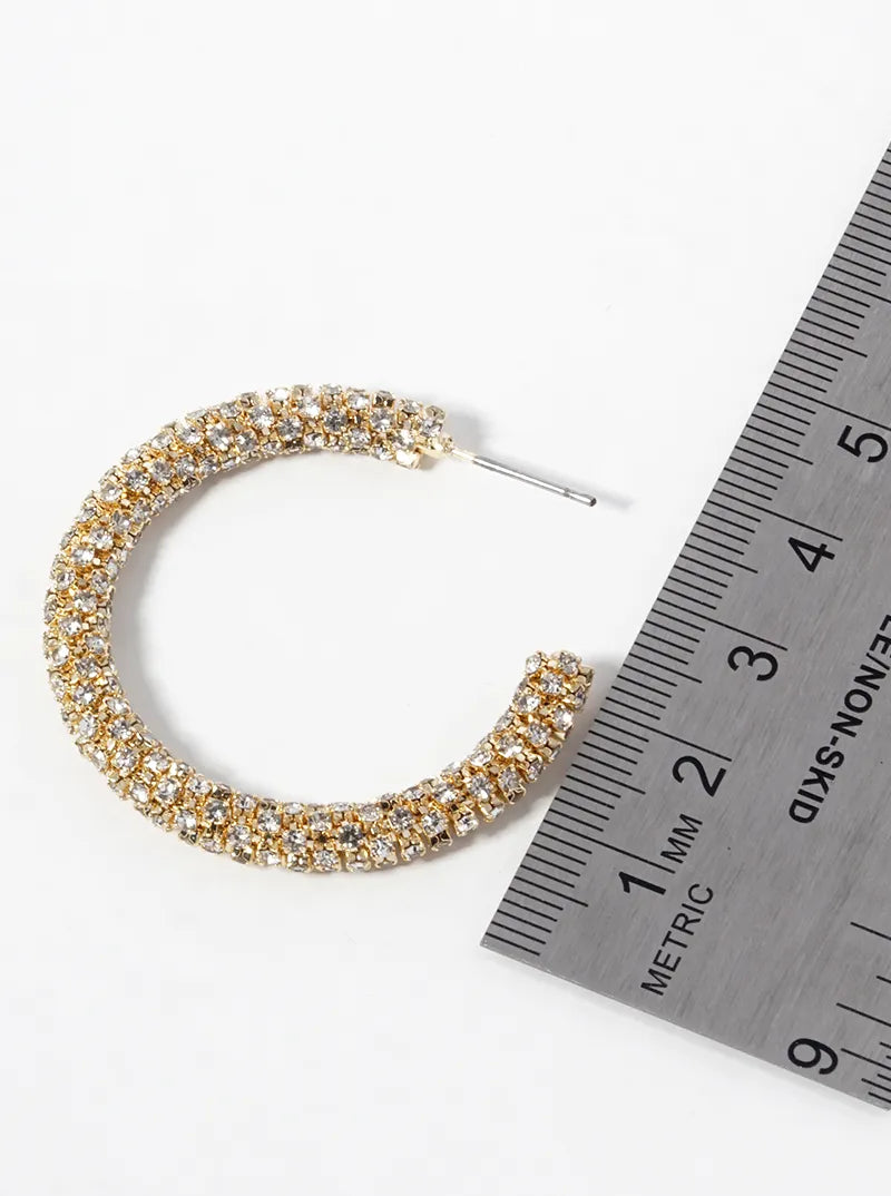 Crystal Pave 40mm Sparkling Open Hoop Earrings