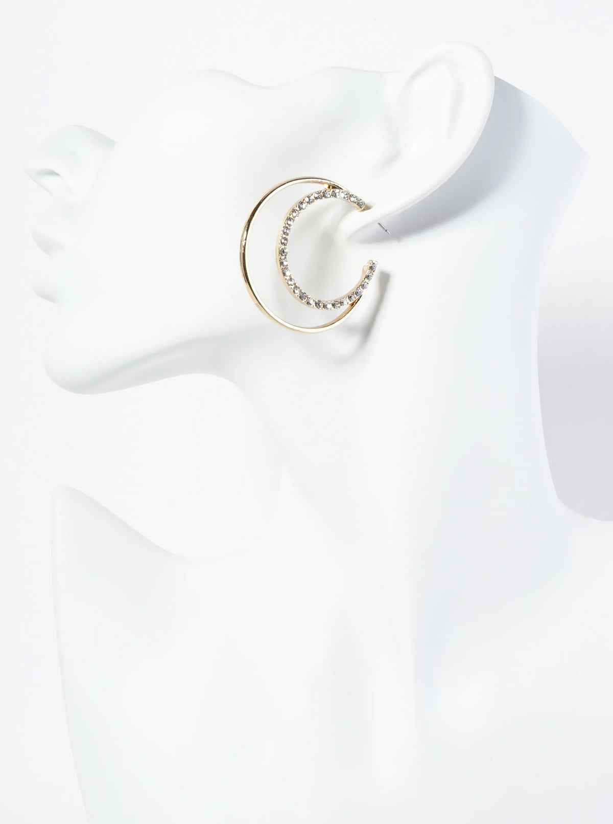 Crystal Pave 40mm Tapered Double Hoop Earrings