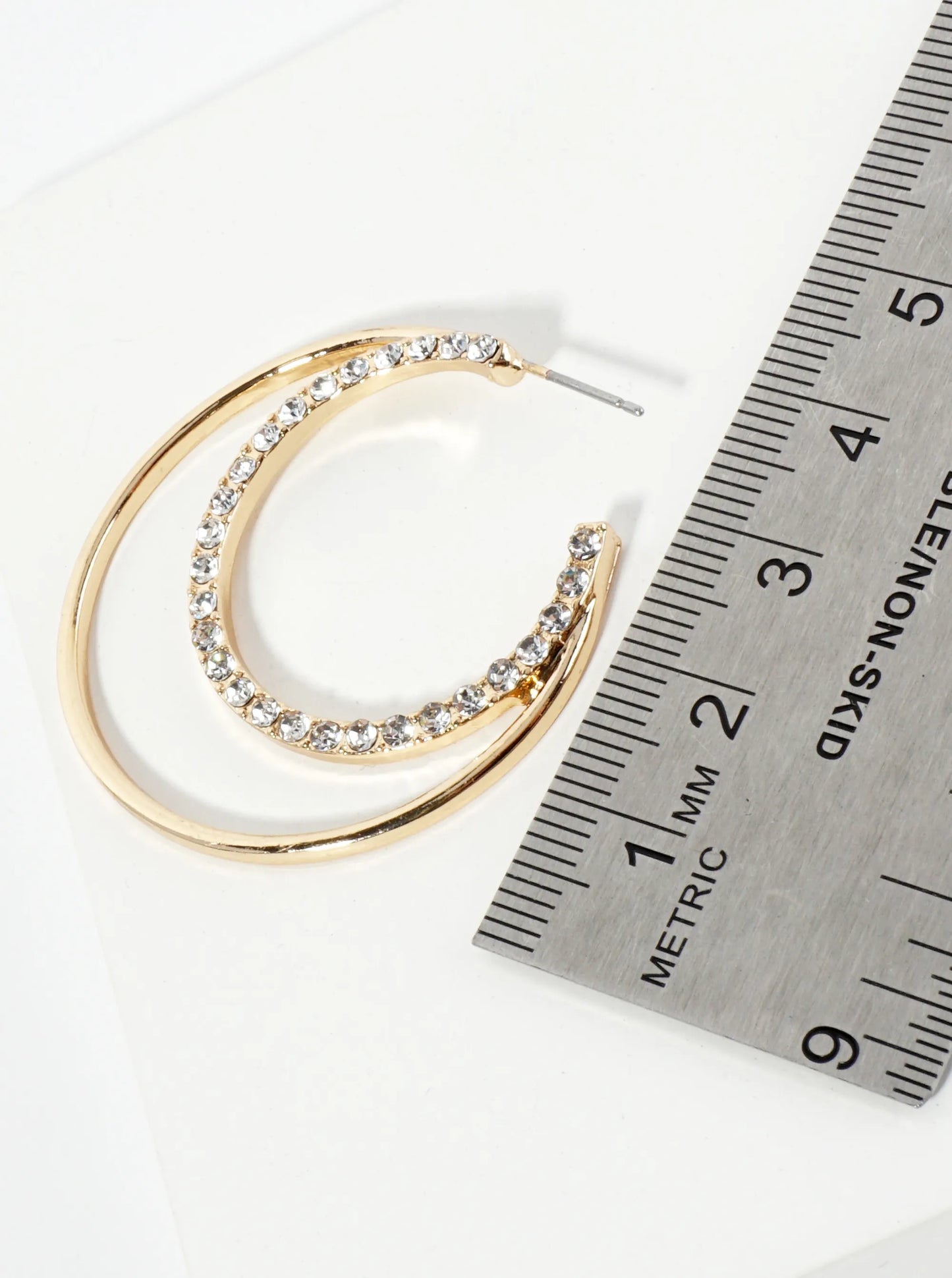 Crystal Pave 40mm Tapered Double Hoop Earrings