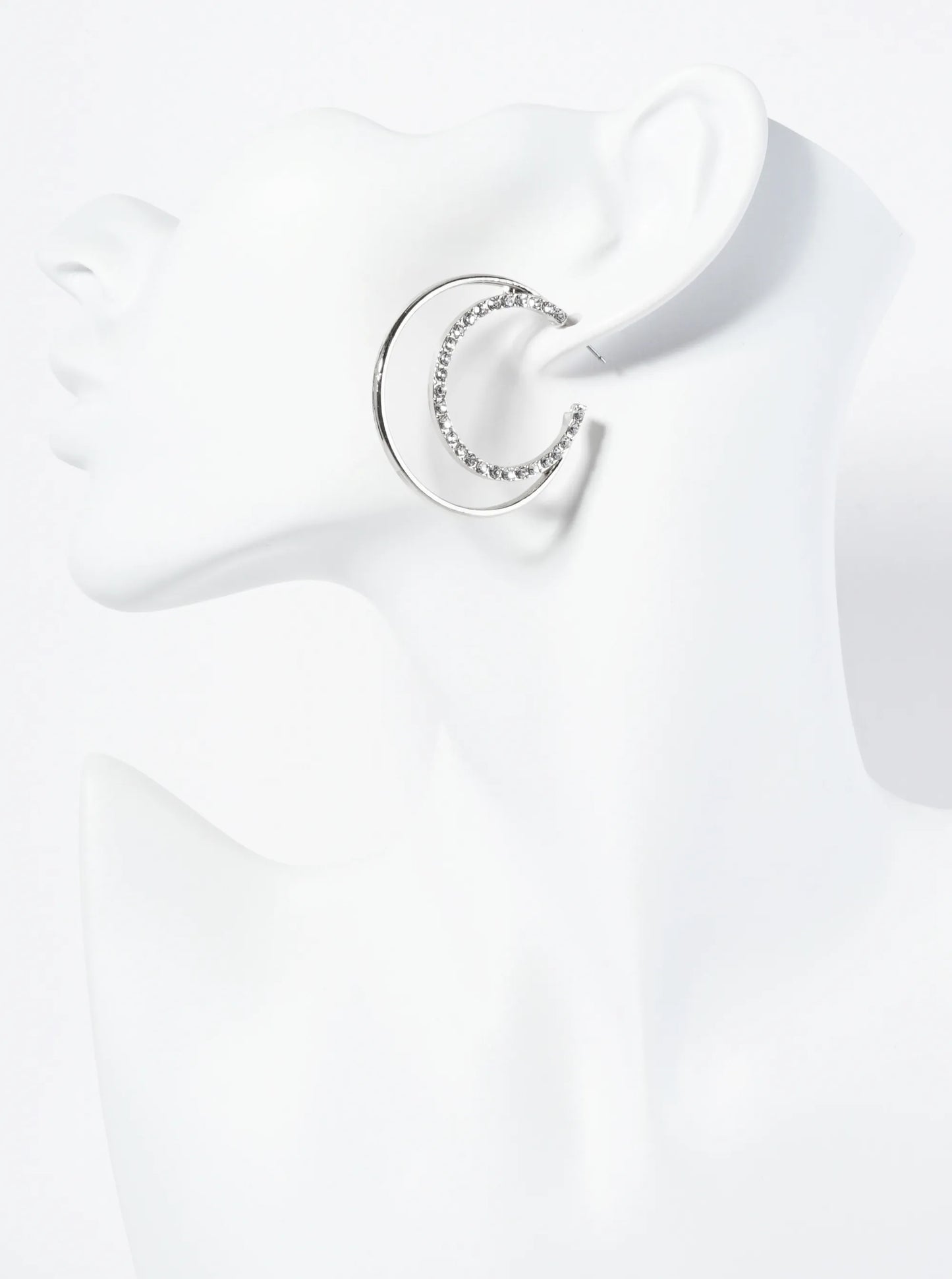 Crystal Pave 40mm Tapered Double Hoop Earrings
