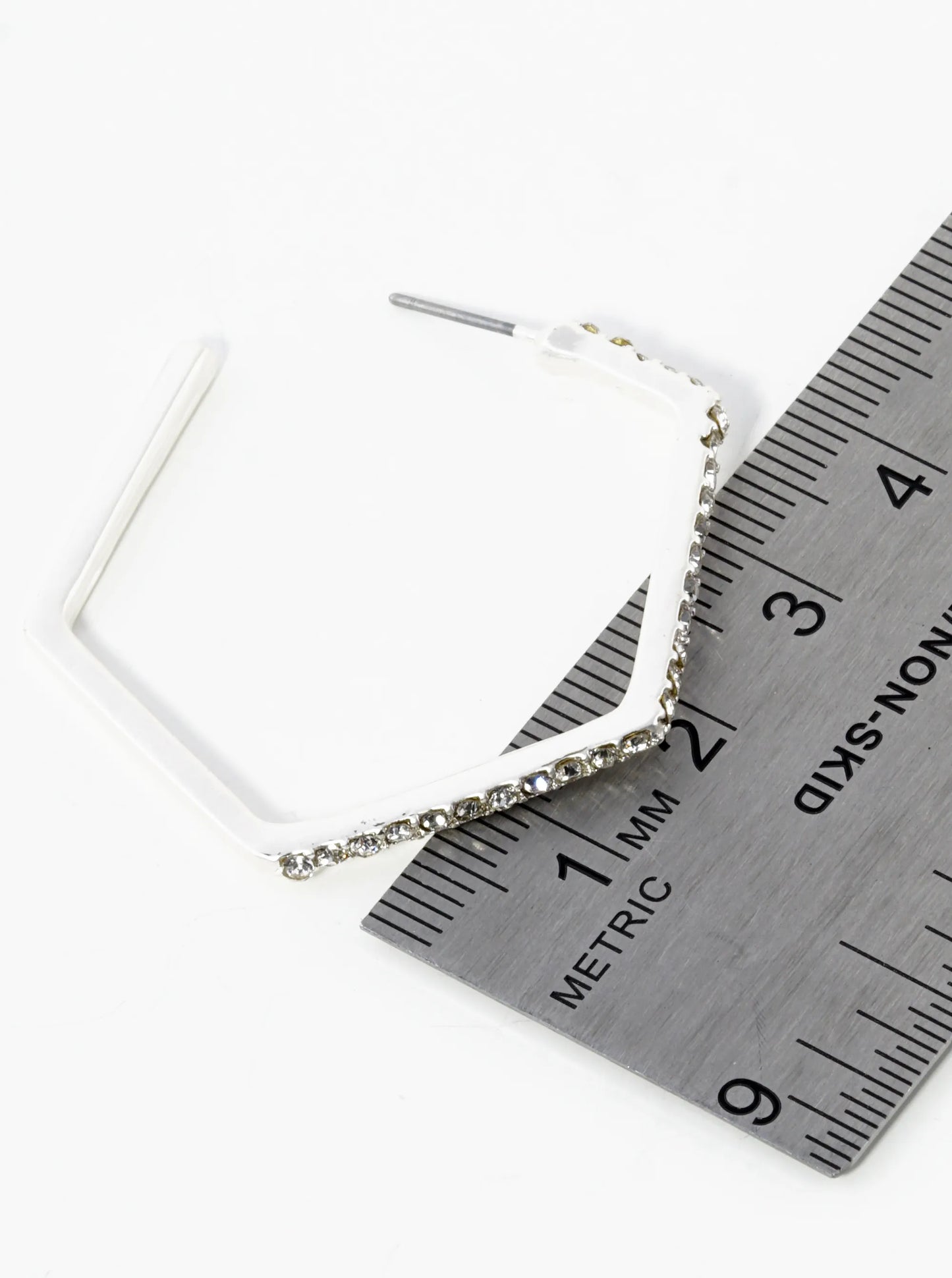 Crystal Pave 45mm Hexagon Open Hoop Earrings