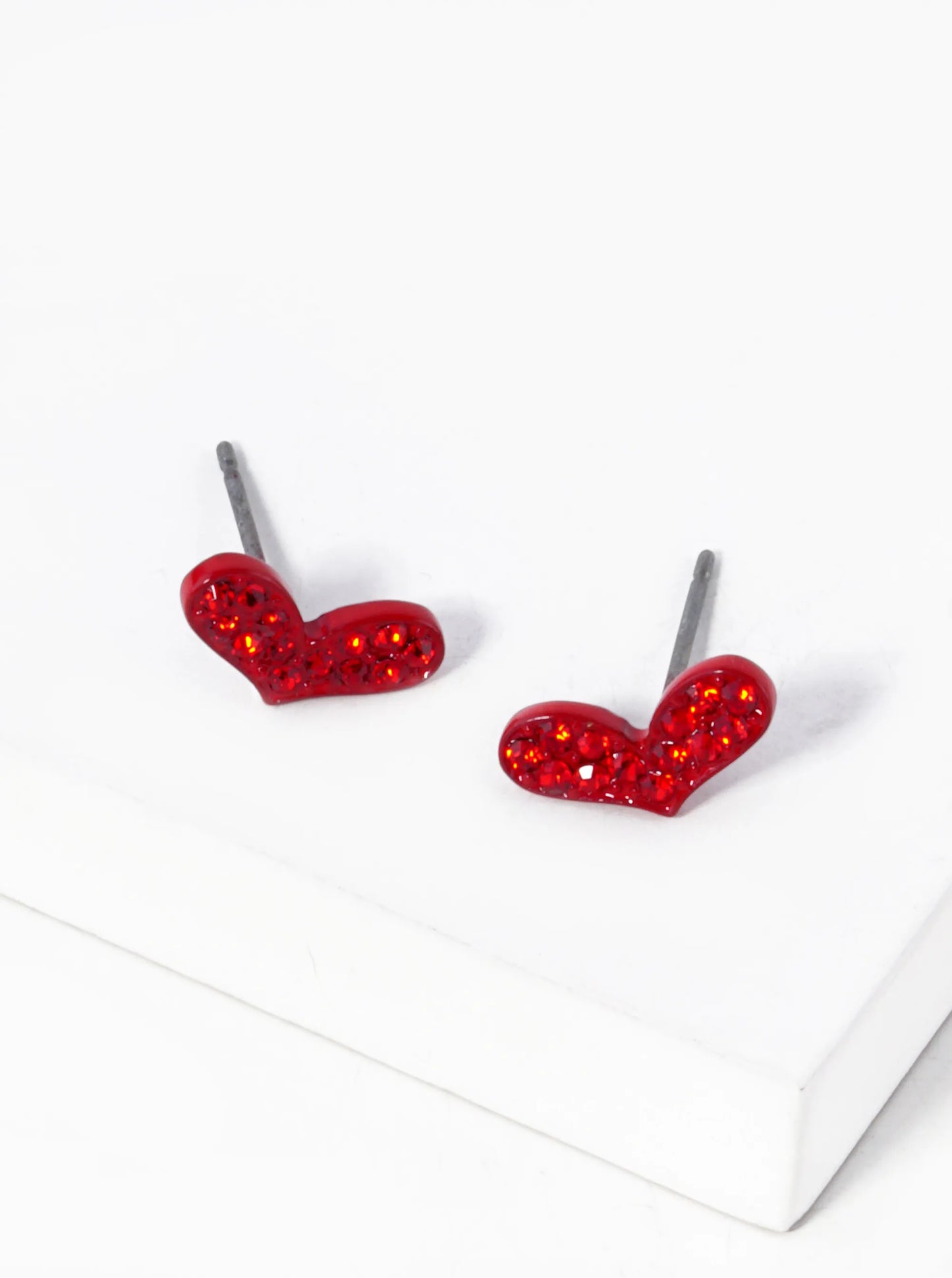Crystal Pave 5mm Heart Stud Earrings