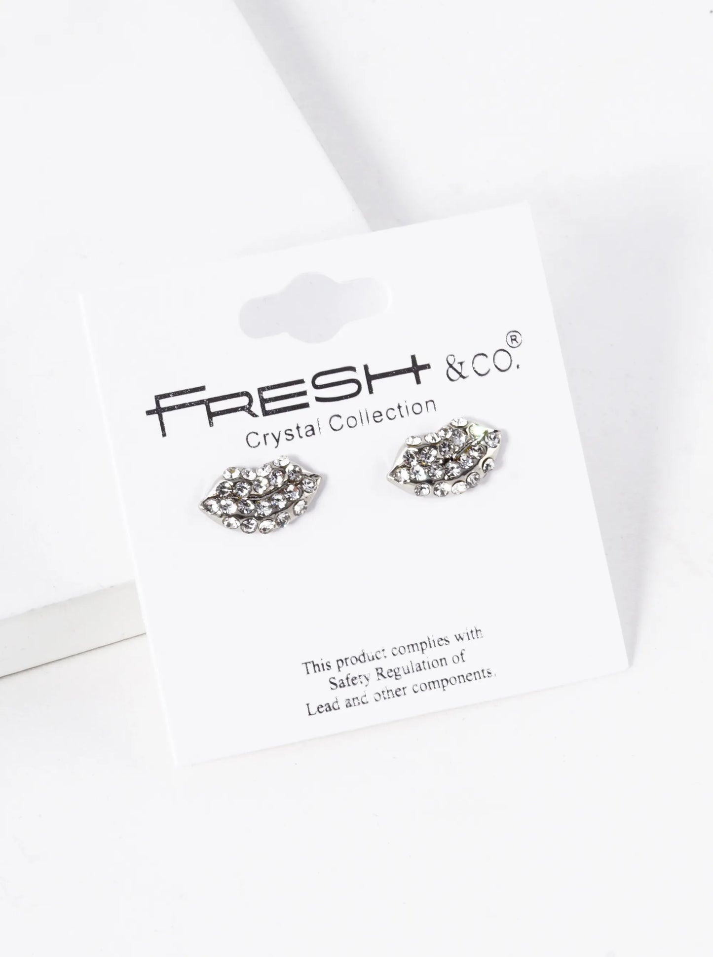 Crystal Pave 6mm Lips Post Stud Earrings