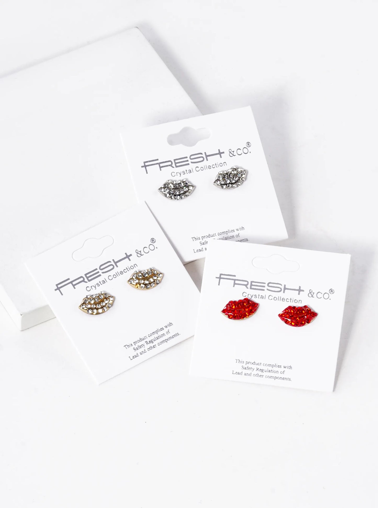Crystal Pave 6mm Lips Post Stud Earrings