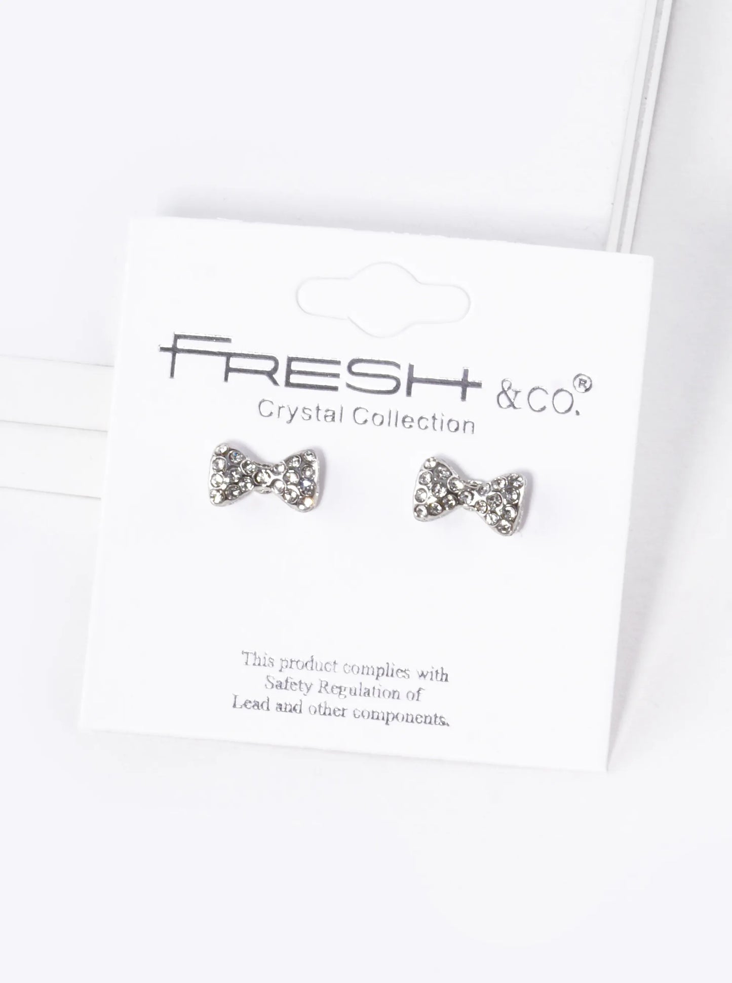 Crystal Pave 6mm Ribbon Bow Stud Earrings