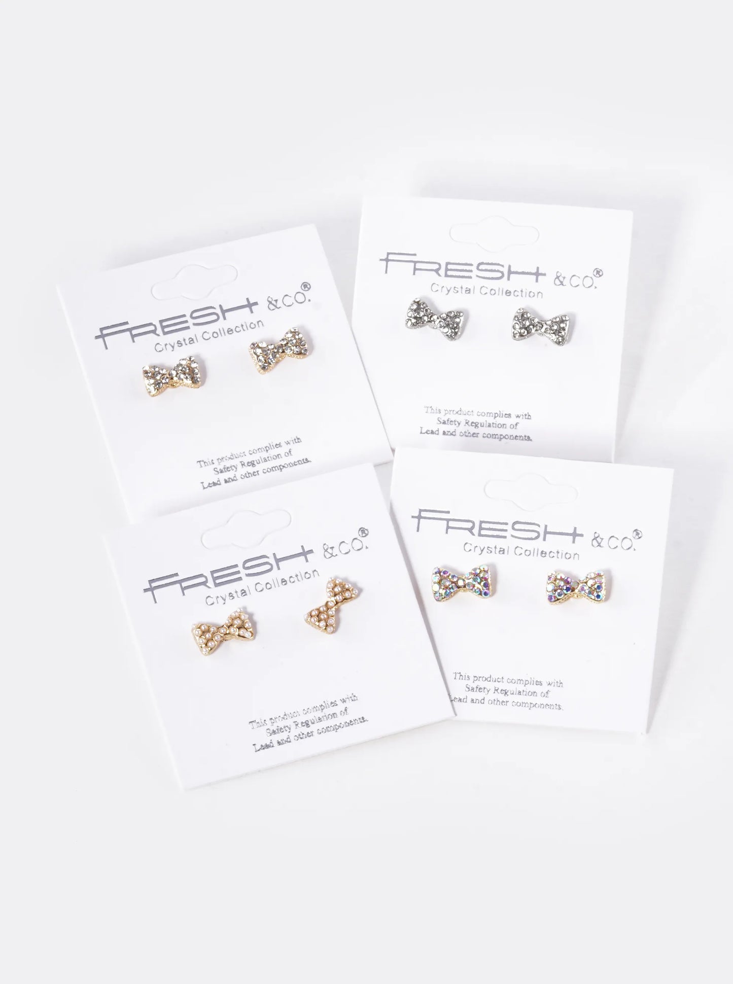 Crystal Pave 6mm Ribbon Bow Stud Earrings