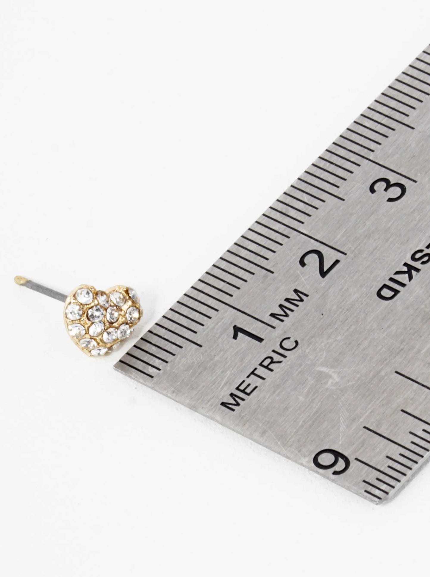 Crystal Pave 6mm Tiny Puffy Heart Stud Earrings