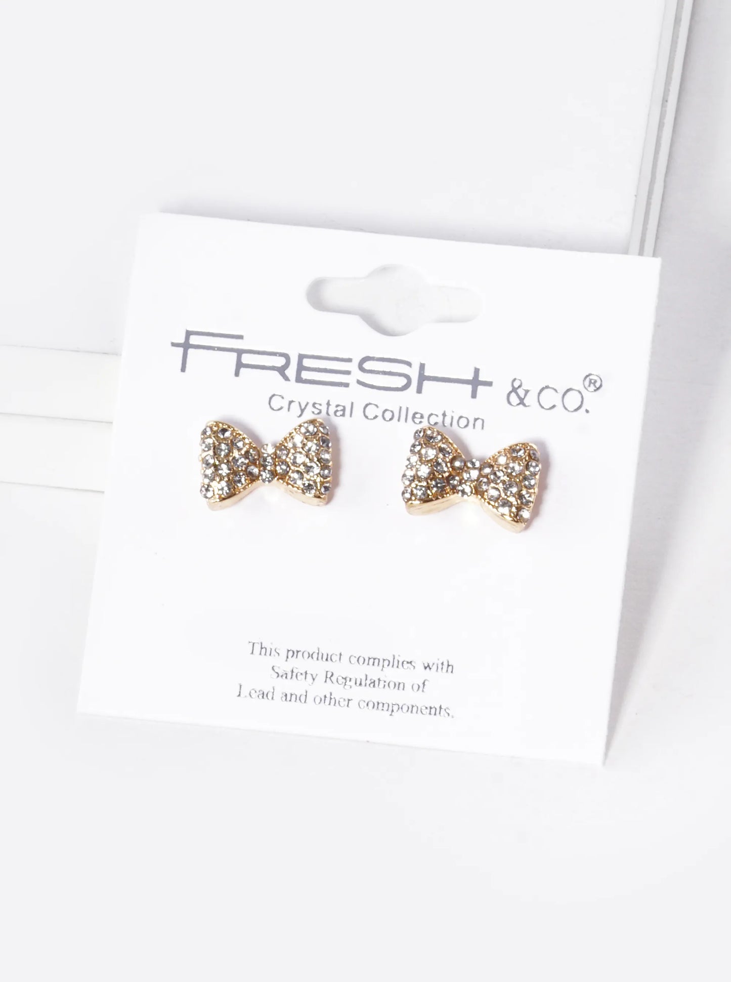 Crystal Pave 8mm Ribbon Bow Stud Earrings