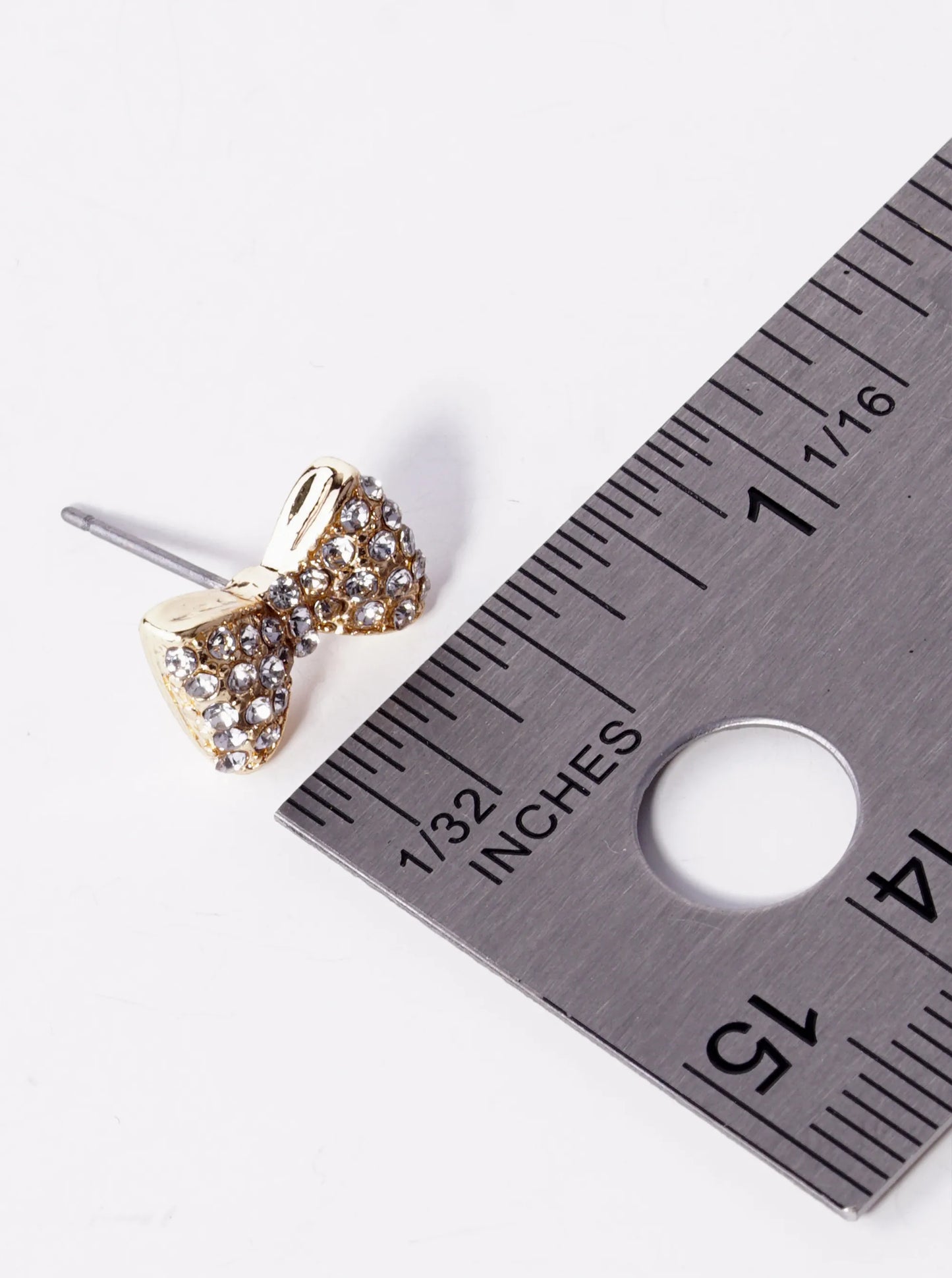 Crystal Pave 8mm Ribbon Bow Stud Earrings