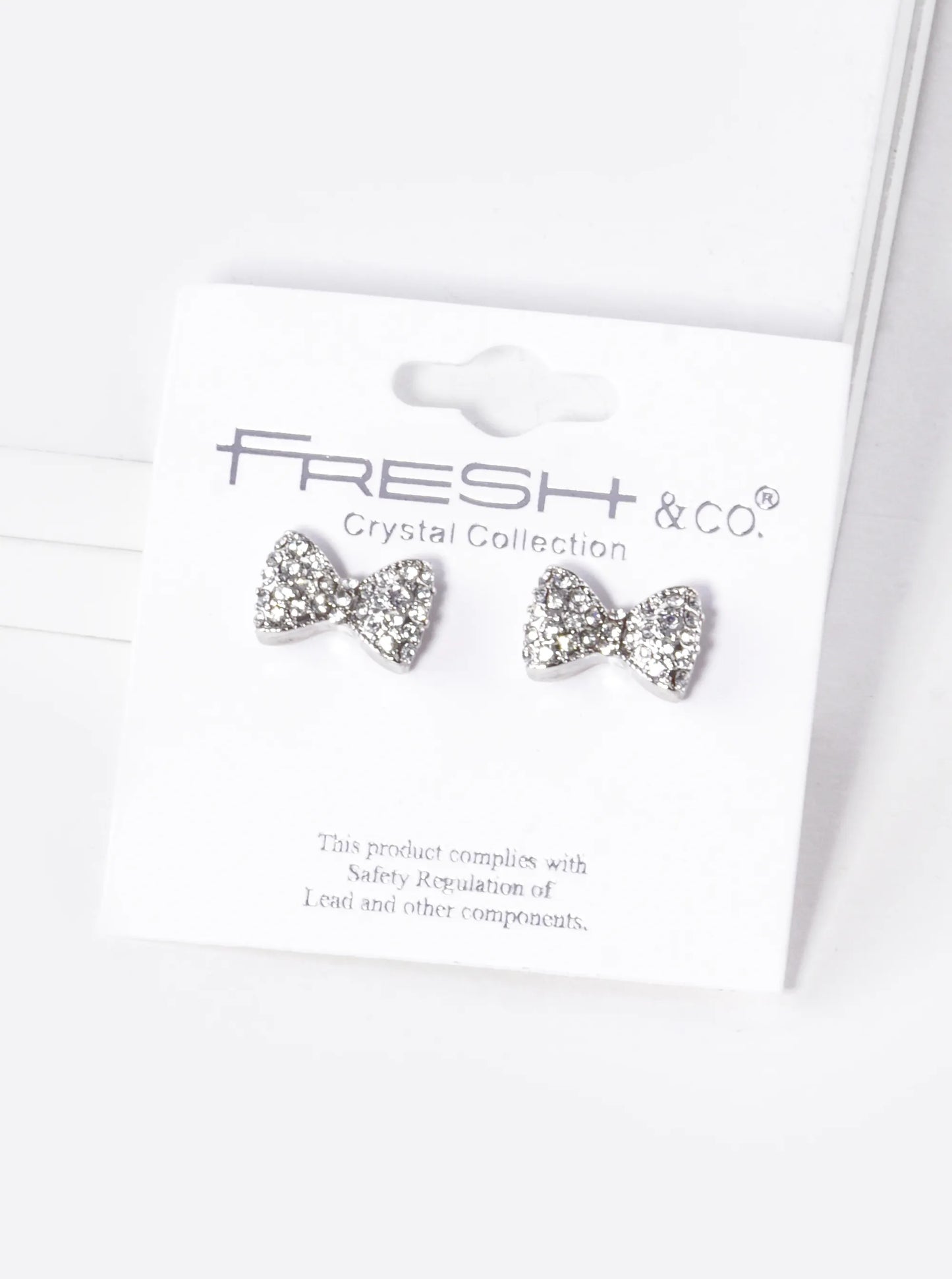 Crystal Pave 8mm Ribbon Bow Stud Earrings