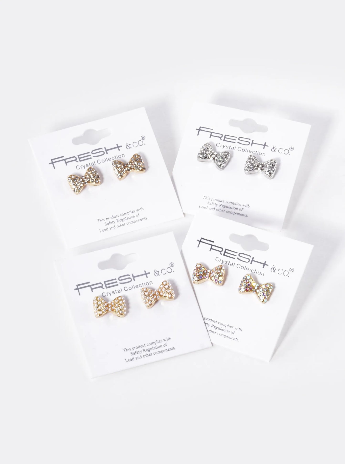 Crystal Pave 8mm Ribbon Bow Stud Earrings