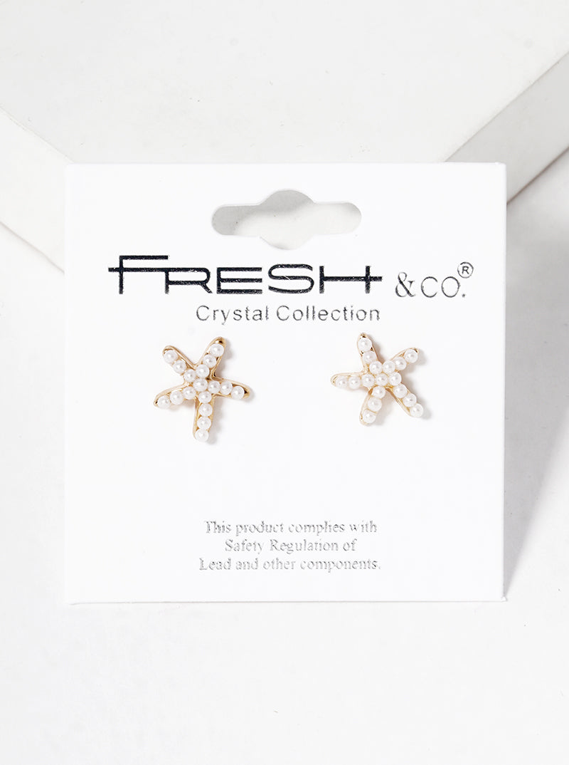 Crystal Pave 8mm Starfish Post Stud Earrings