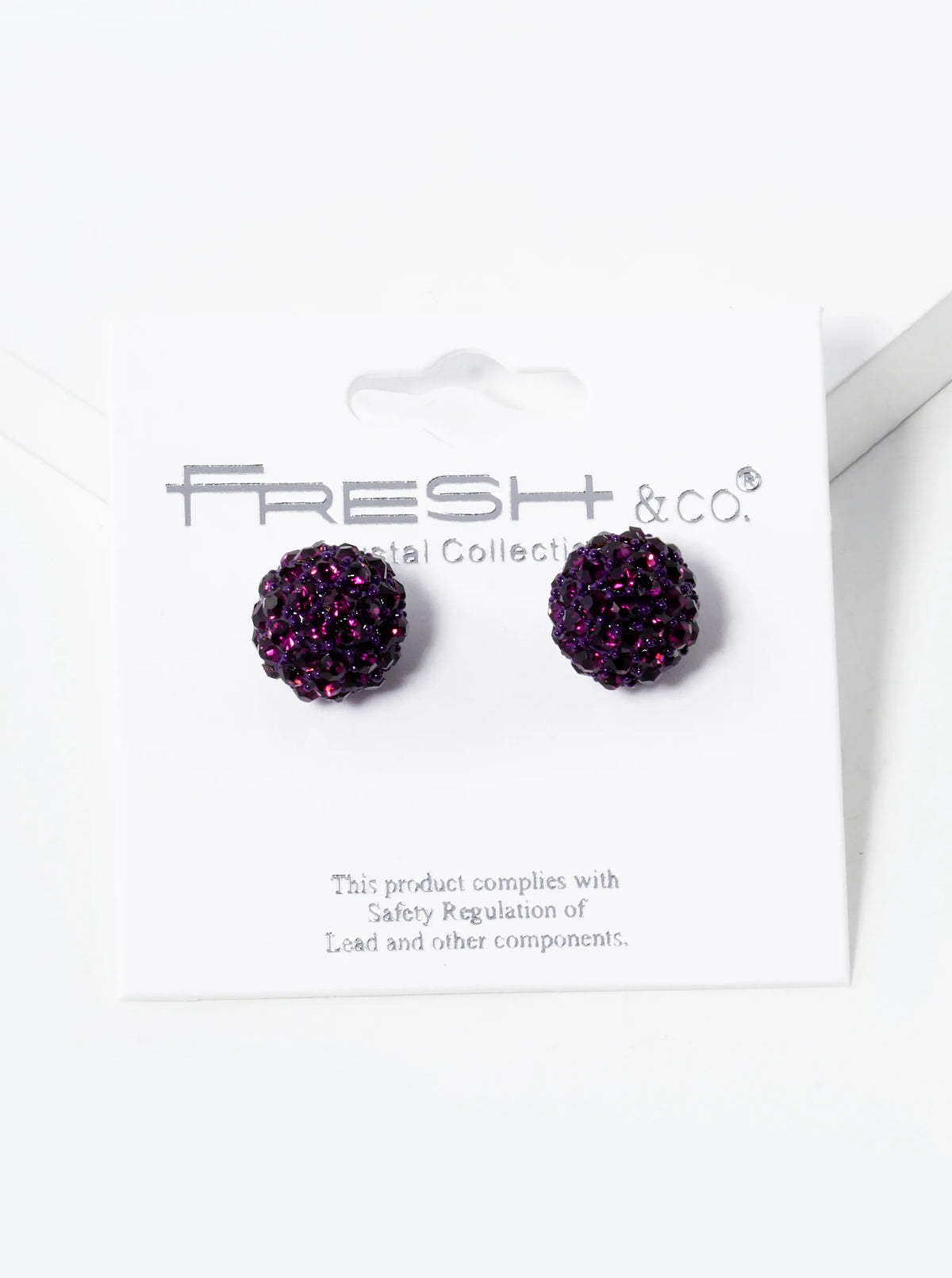 Crystal Pave 9mm Ball Stud Earrings - Amethyst