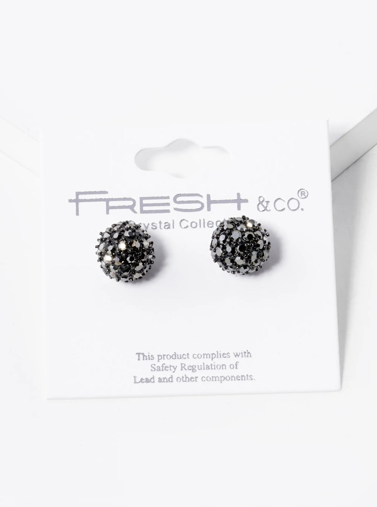 Crystal Pave 9mm Ball Stud Earrings - Hematite