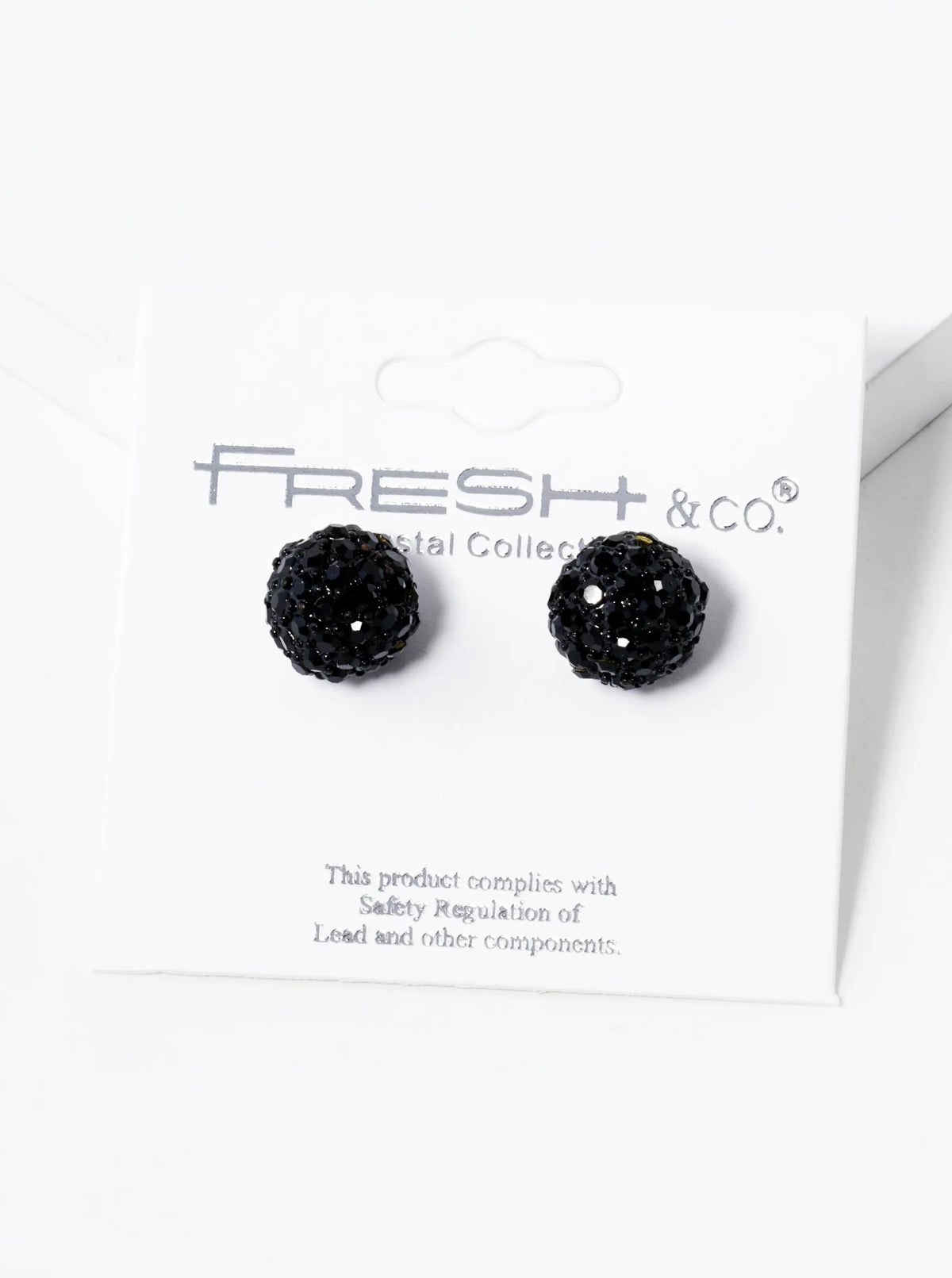 Crystal Pave 9mm Ball Stud Earrings - Jet Black