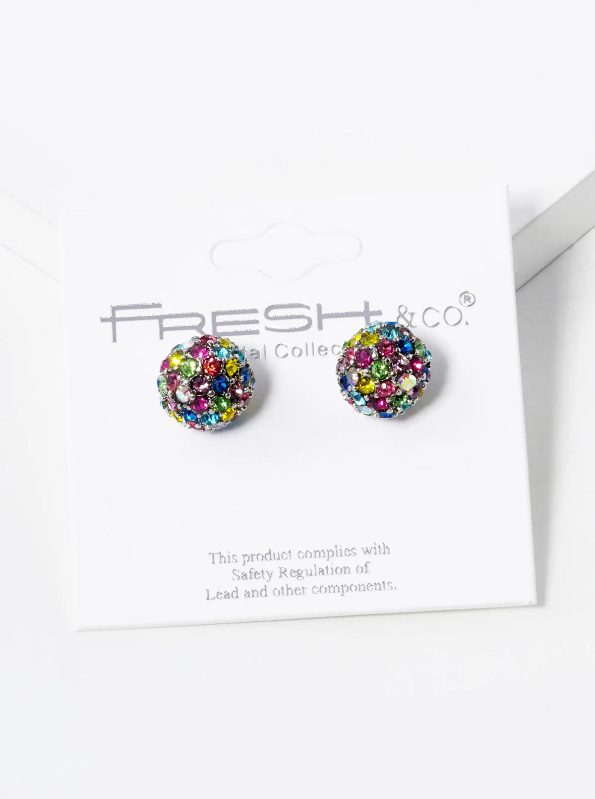Crystal Pave 9mm Ball Stud Earrings - Multi