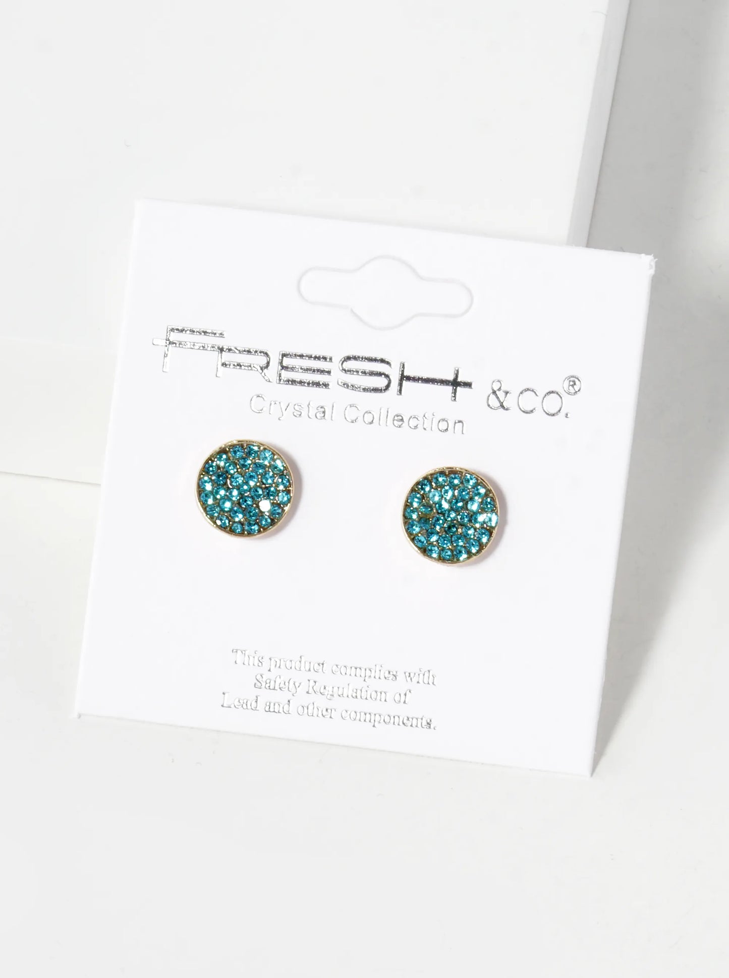 Crystal Pave 9mm Curved Round Disc Button Stud Earrings