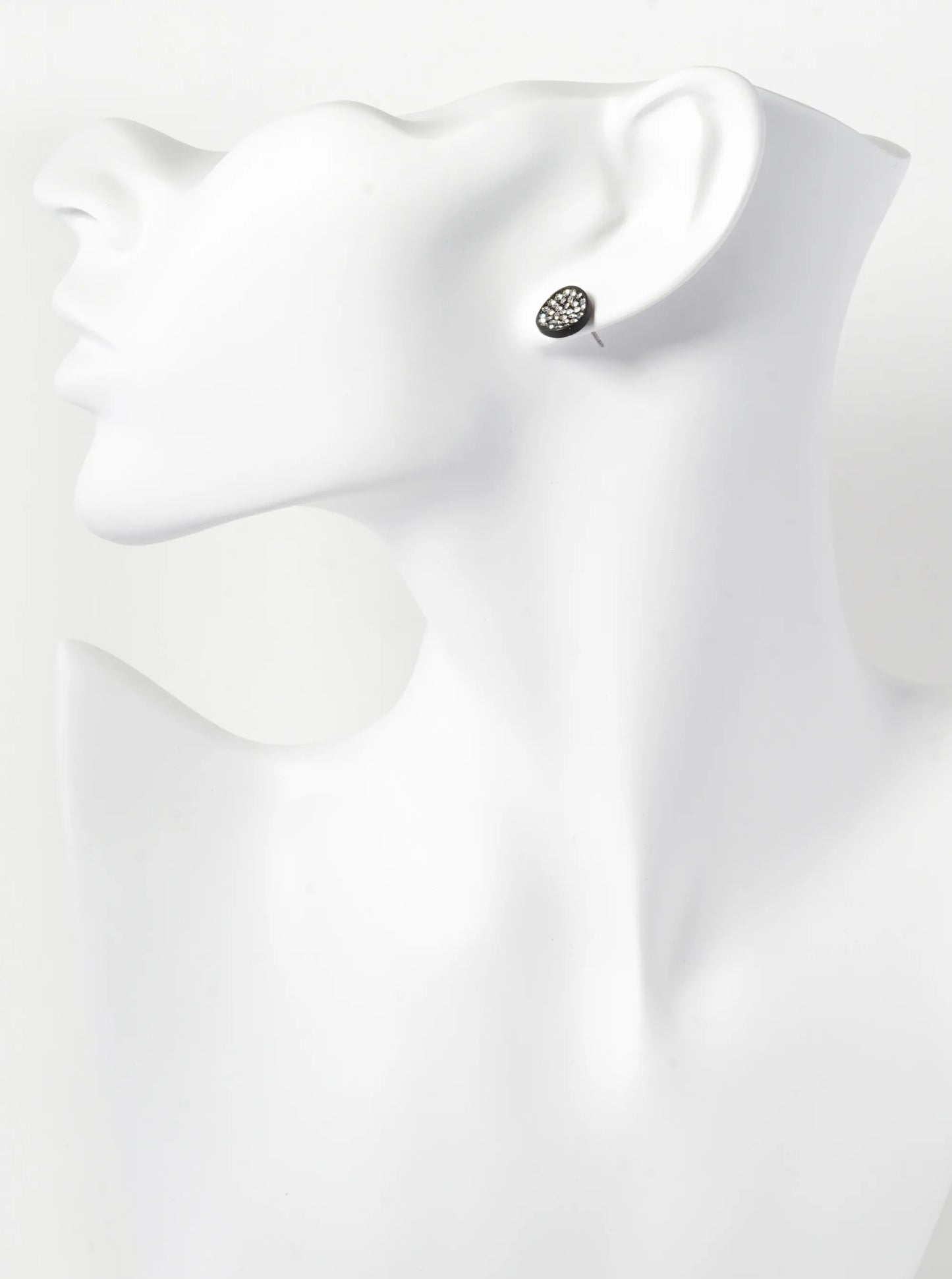 Crystal Pave 9mm Curved Round Disc Button Stud Earrings