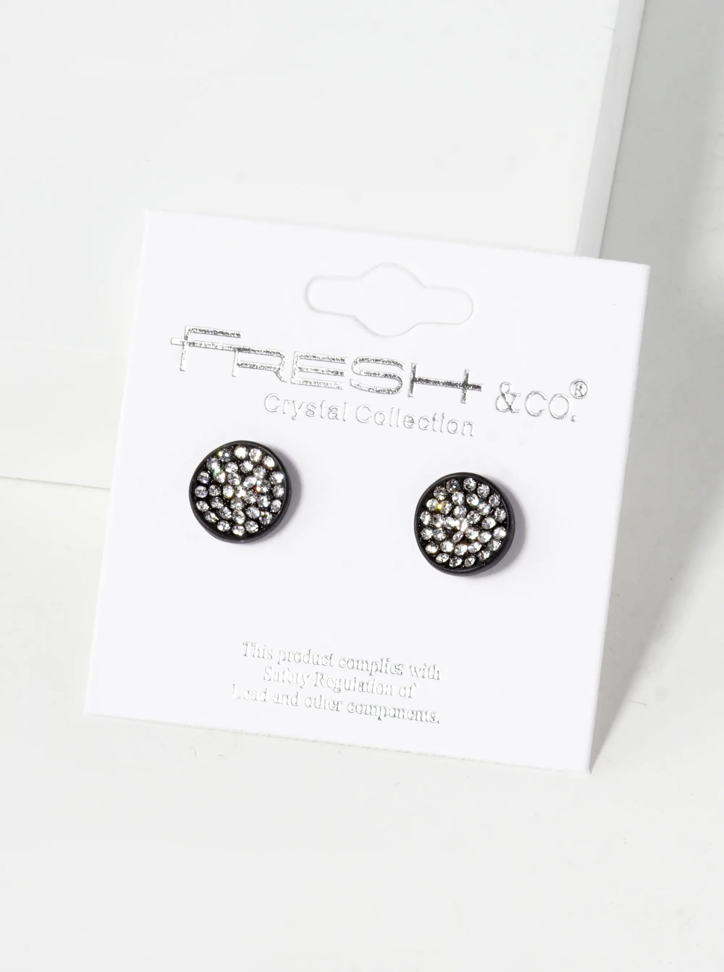 Crystal Pave 9mm Curved Round Disc Button Stud Earrings