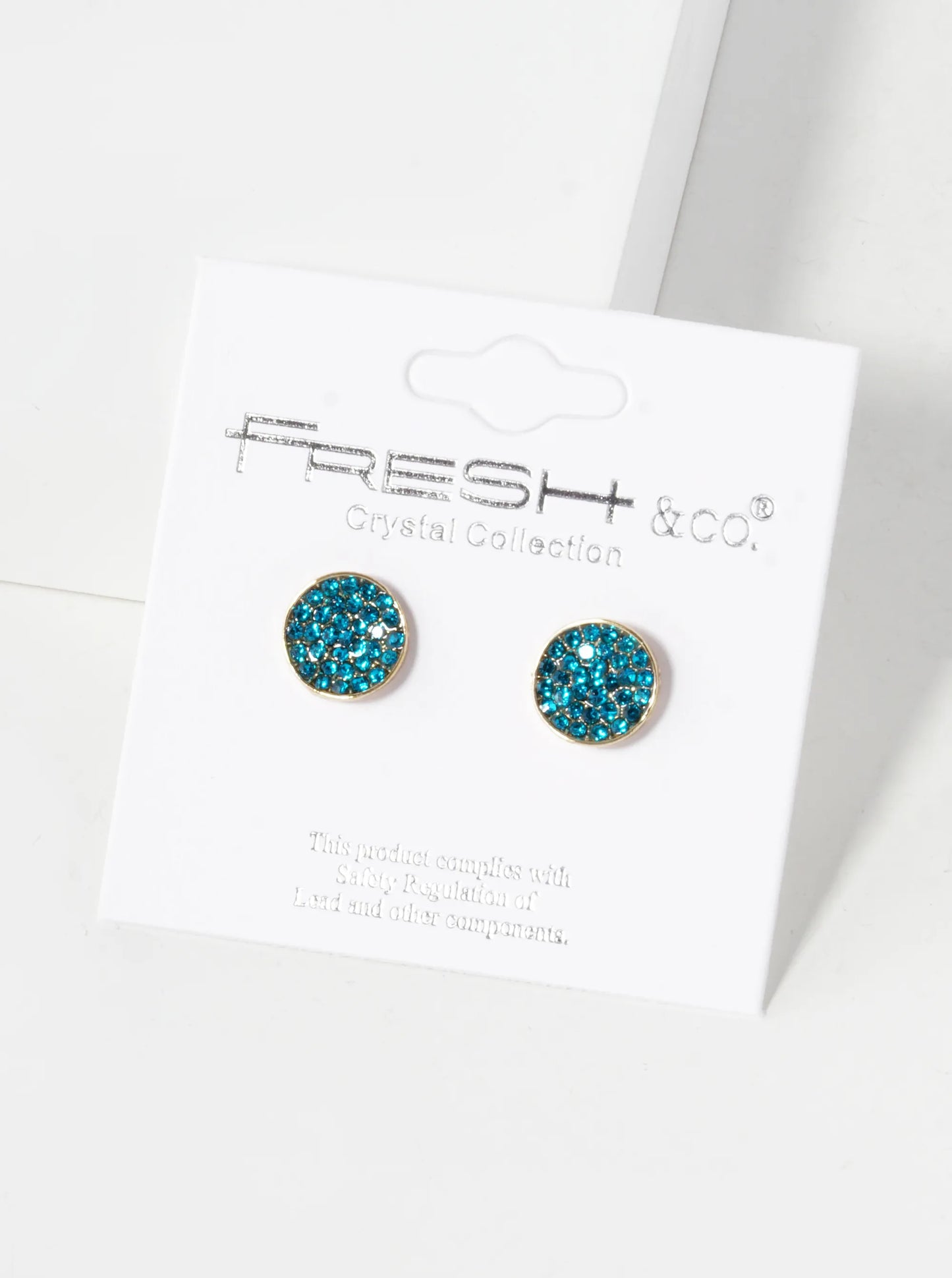 Crystal Pave 9mm Curved Round Disc Button Stud Earrings
