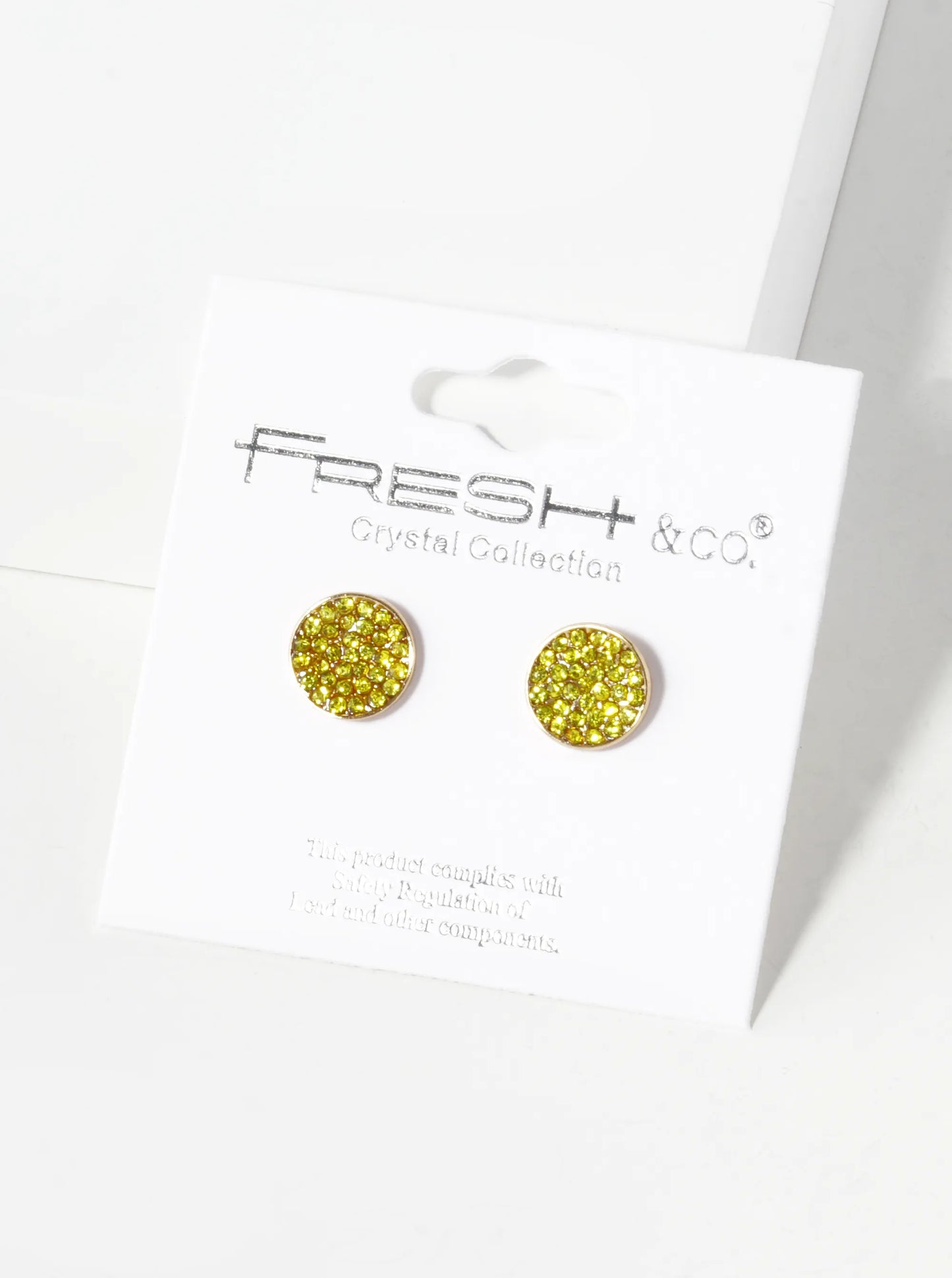 Crystal Pave 9mm Curved Round Disc Button Stud Earrings