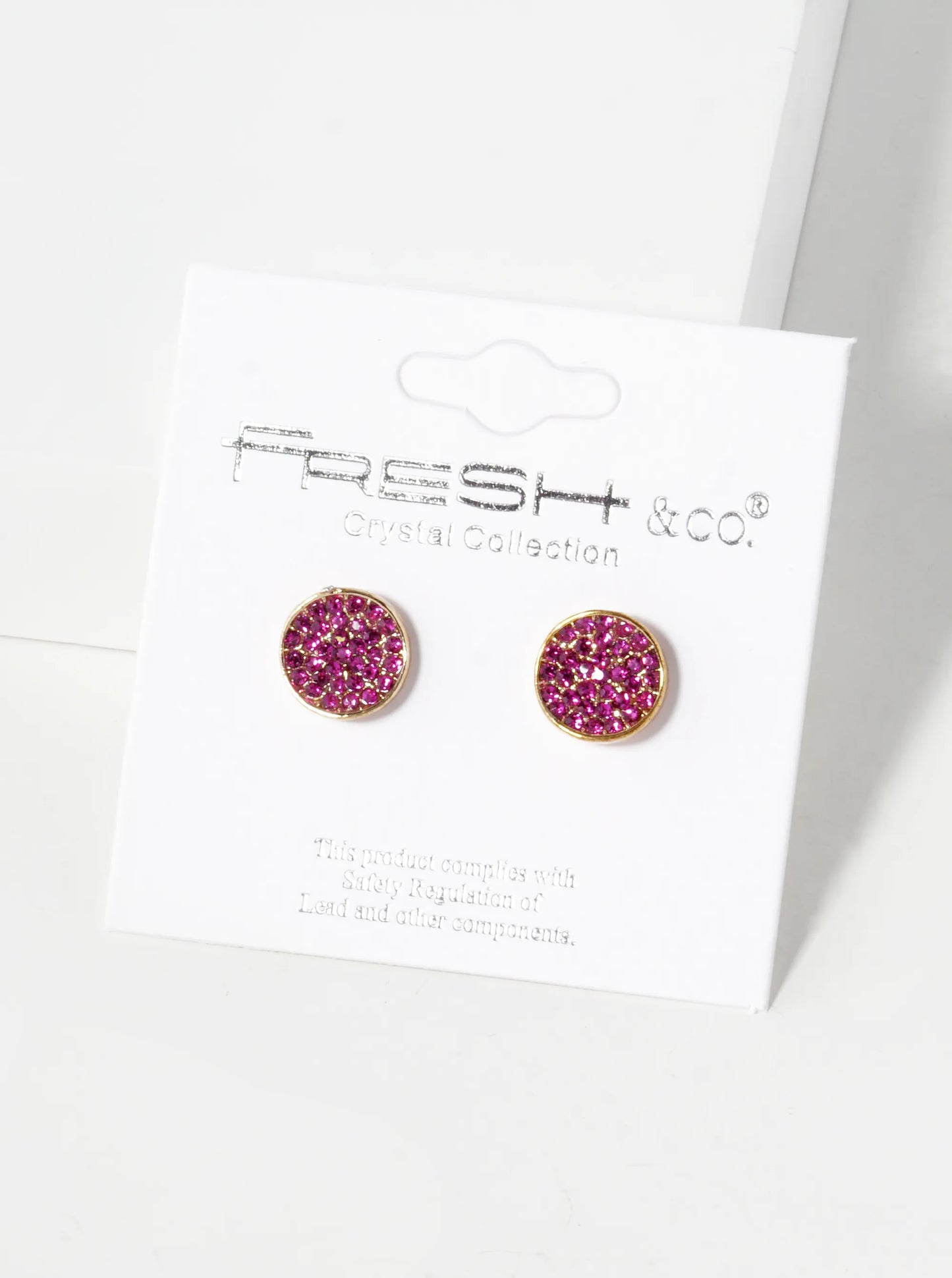 Crystal Pave 9mm Curved Round Disc Button Stud Earrings