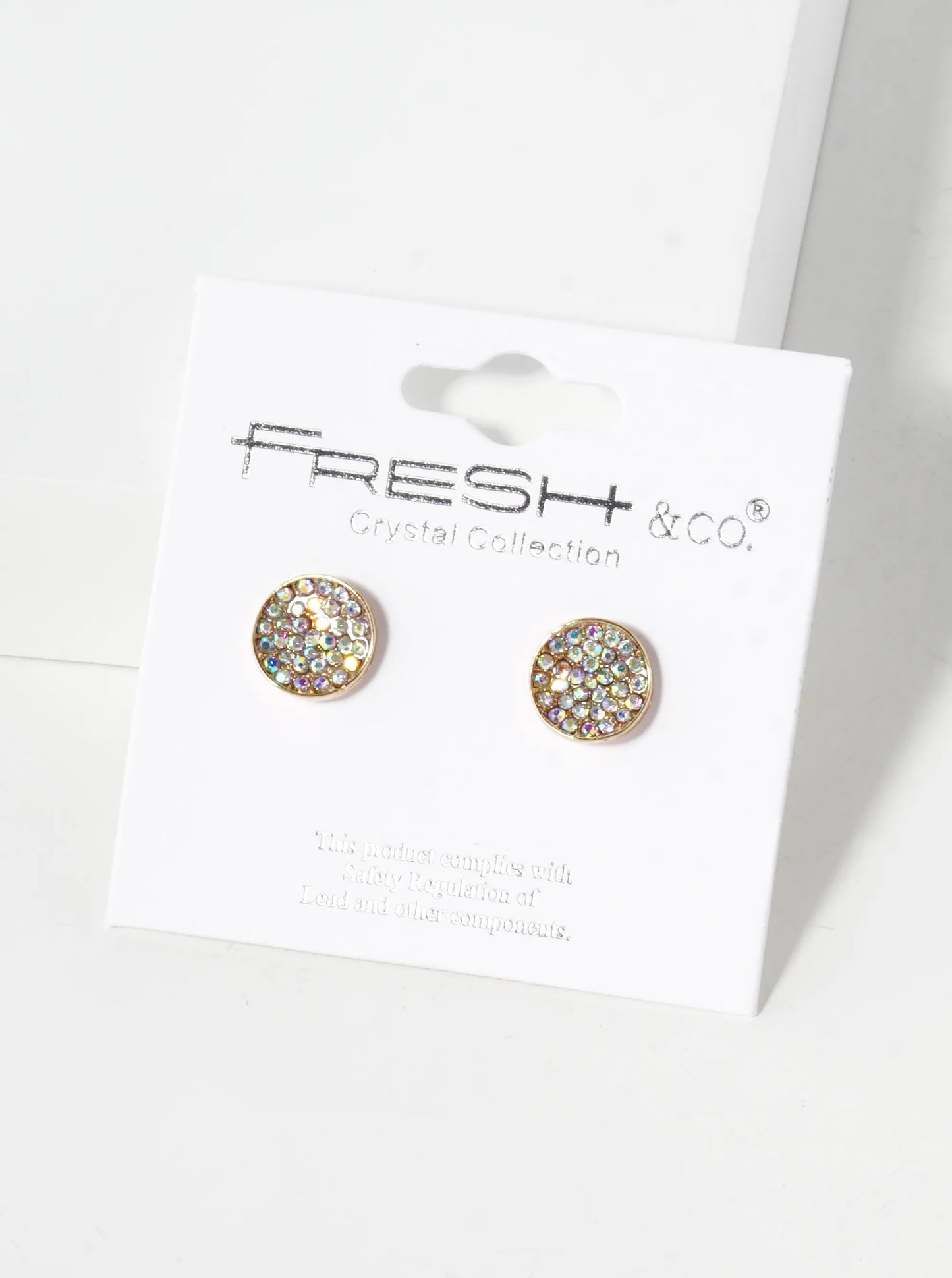 Crystal Pave 9mm Curved Round Disc Button Stud Earrings