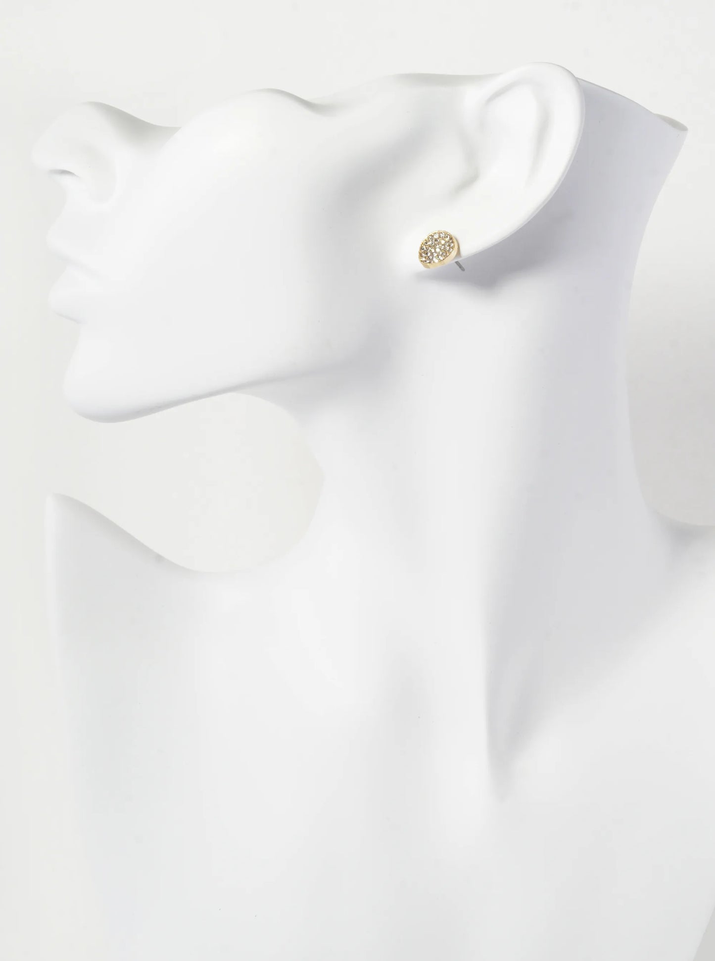 Crystal Pave 9mm Curved Round Disc Button Stud Earrings