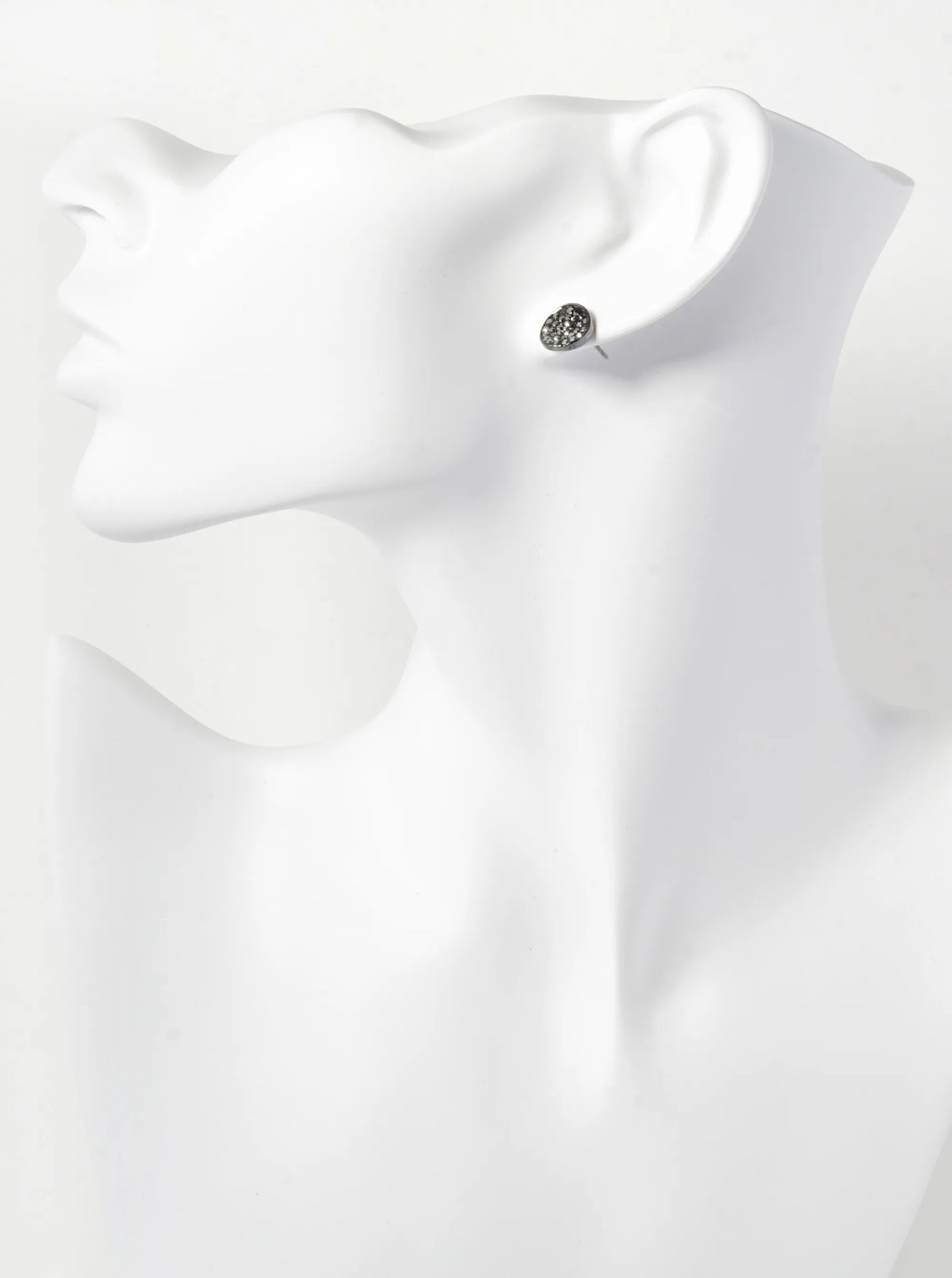 Crystal Pave 9mm Curved Round Disc Button Stud Earrings