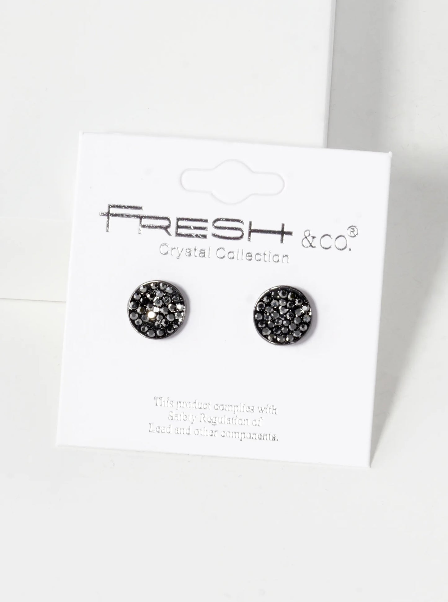 Crystal Pave 9mm Curved Round Disc Button Stud Earrings