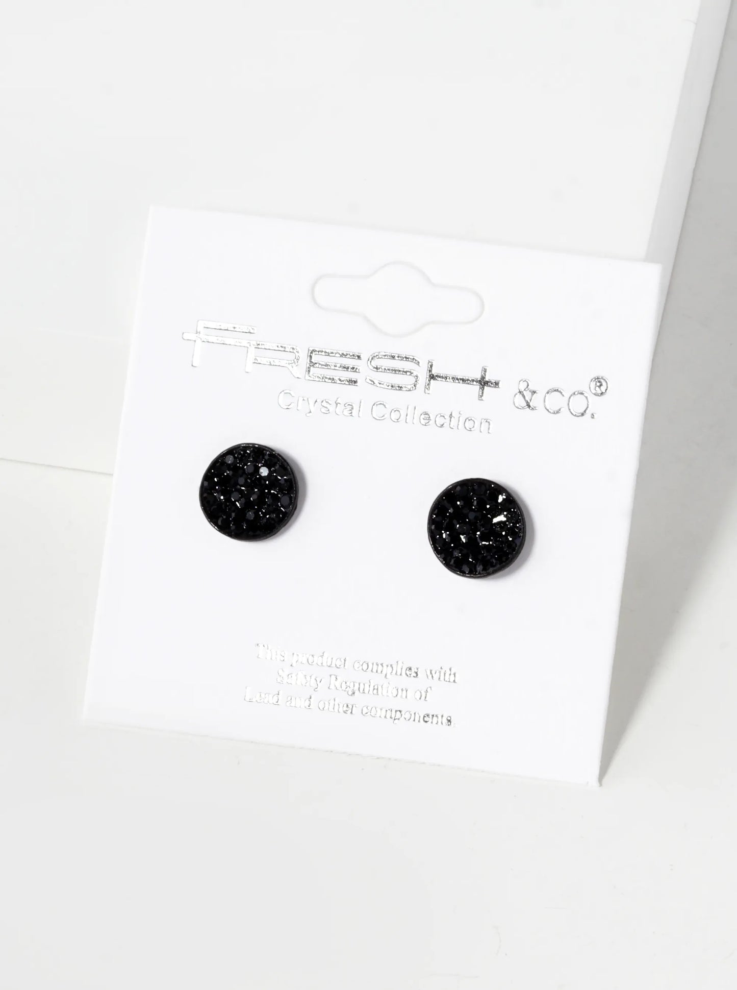 Crystal Pave 9mm Curved Round Disc Button Stud Earrings