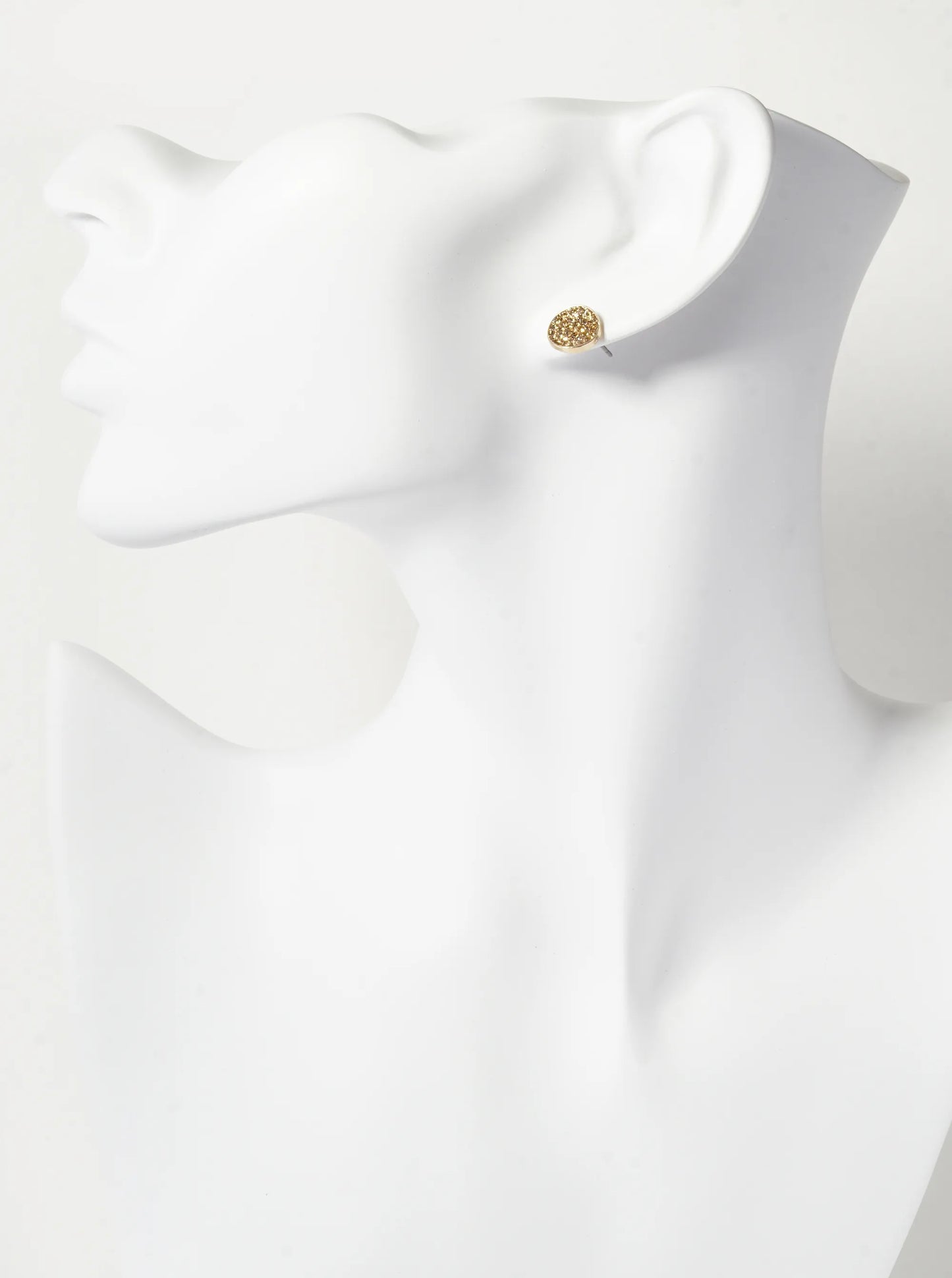 Crystal Pave 9mm Curved Round Disc Button Stud Earrings