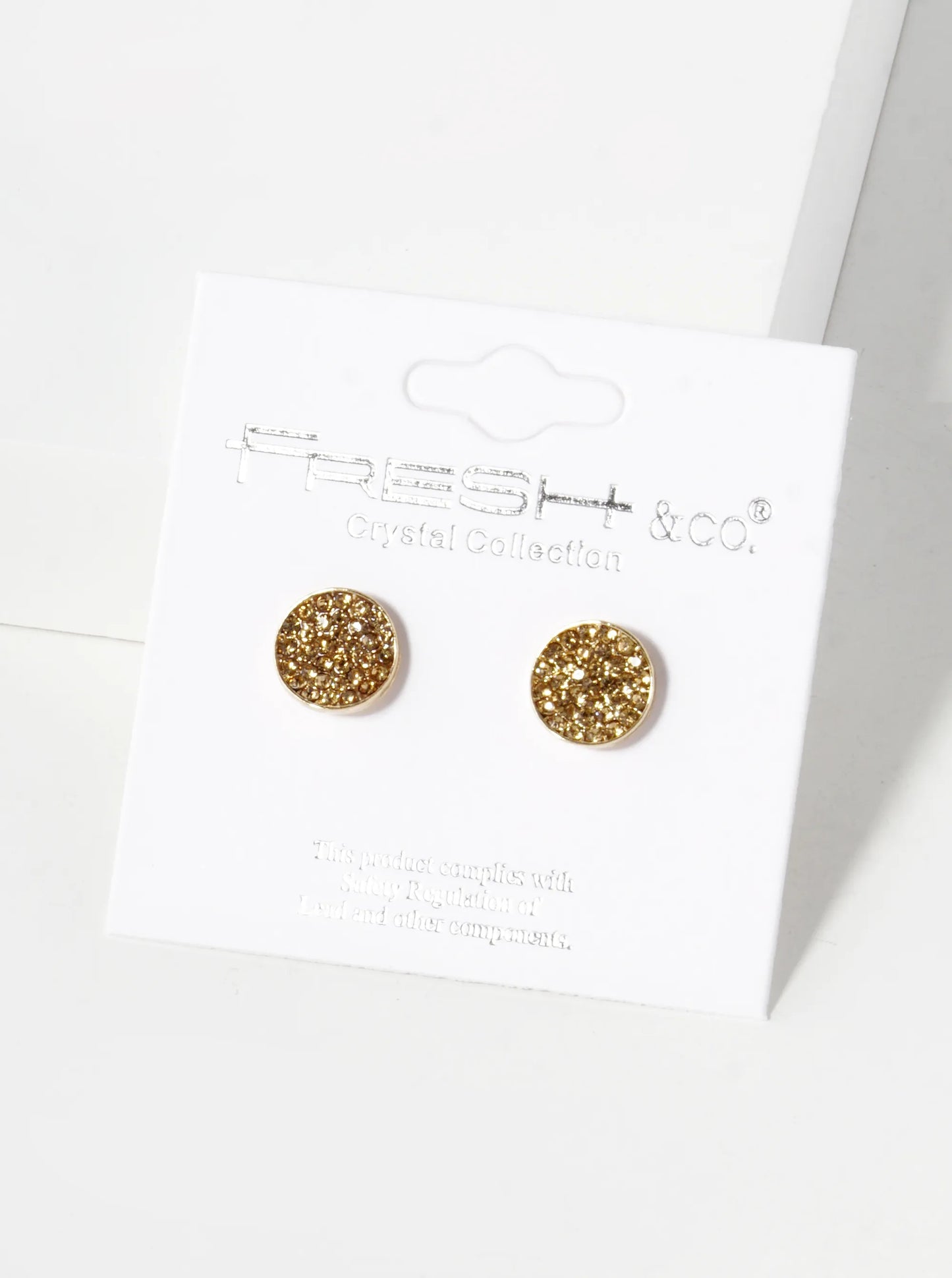 Crystal Pave 9mm Curved Round Disc Button Stud Earrings