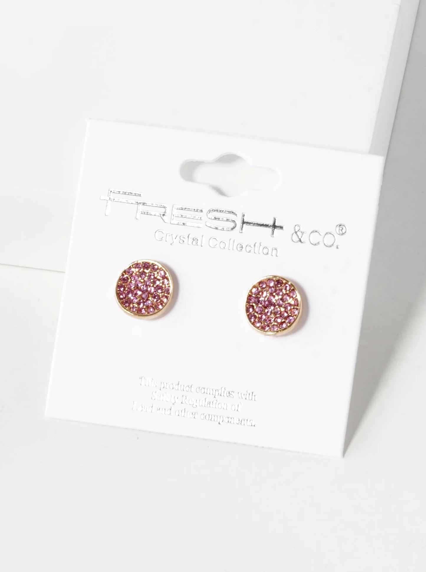 Crystal Pave 9mm Curved Round Disc Button Stud Earrings