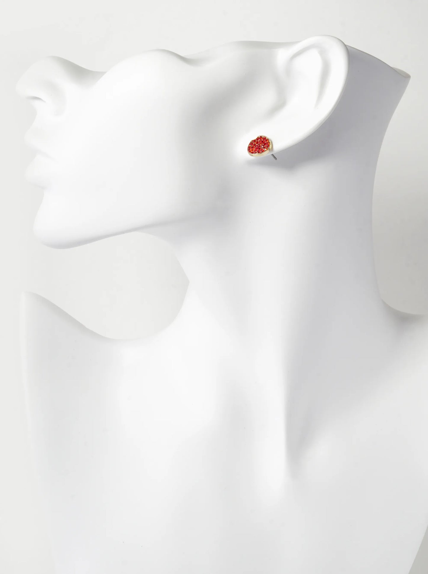 Crystal Pave 9mm Curved Round Disc Button Stud Earrings