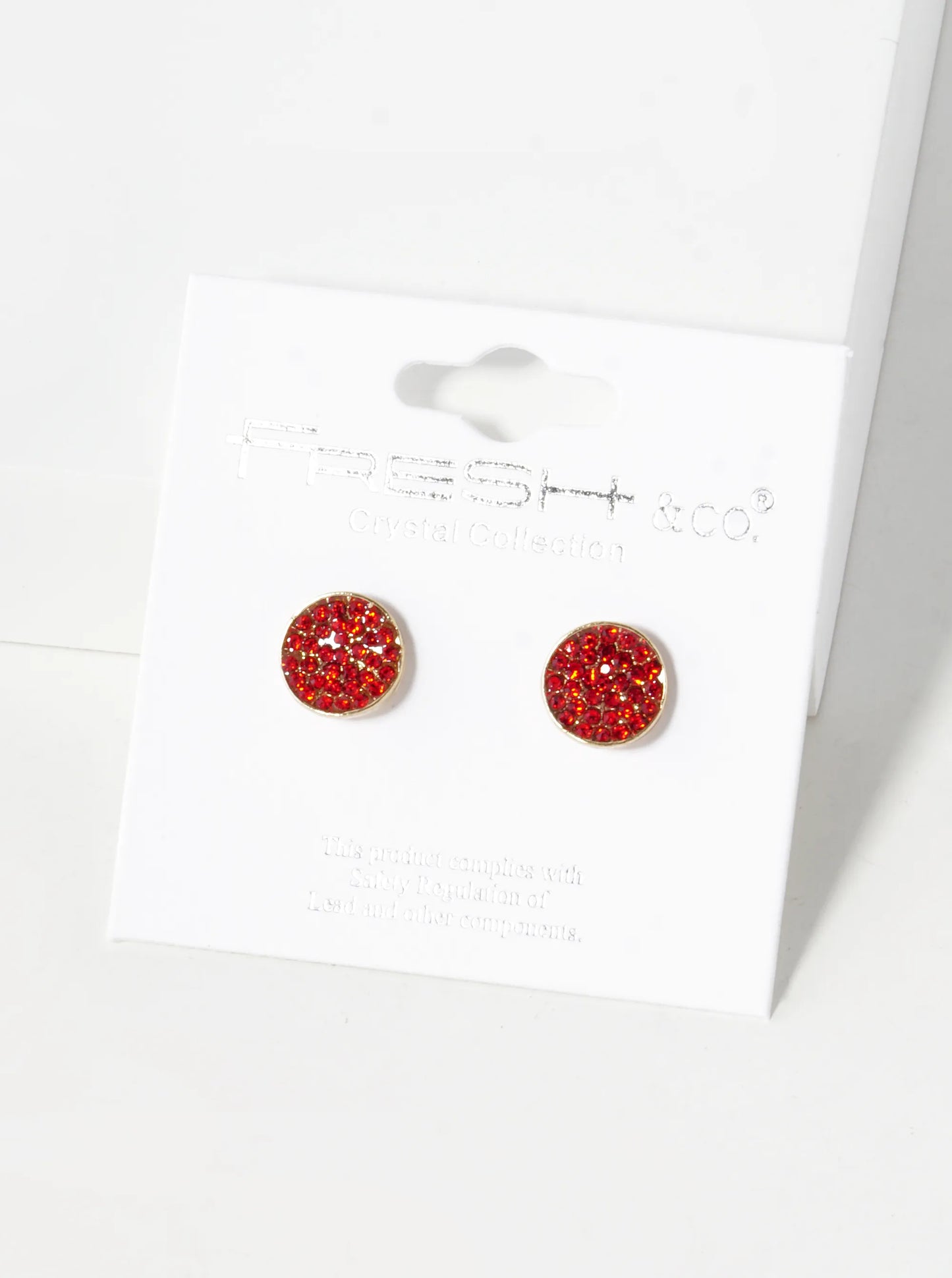 Crystal Pave 9mm Curved Round Disc Button Stud Earrings
