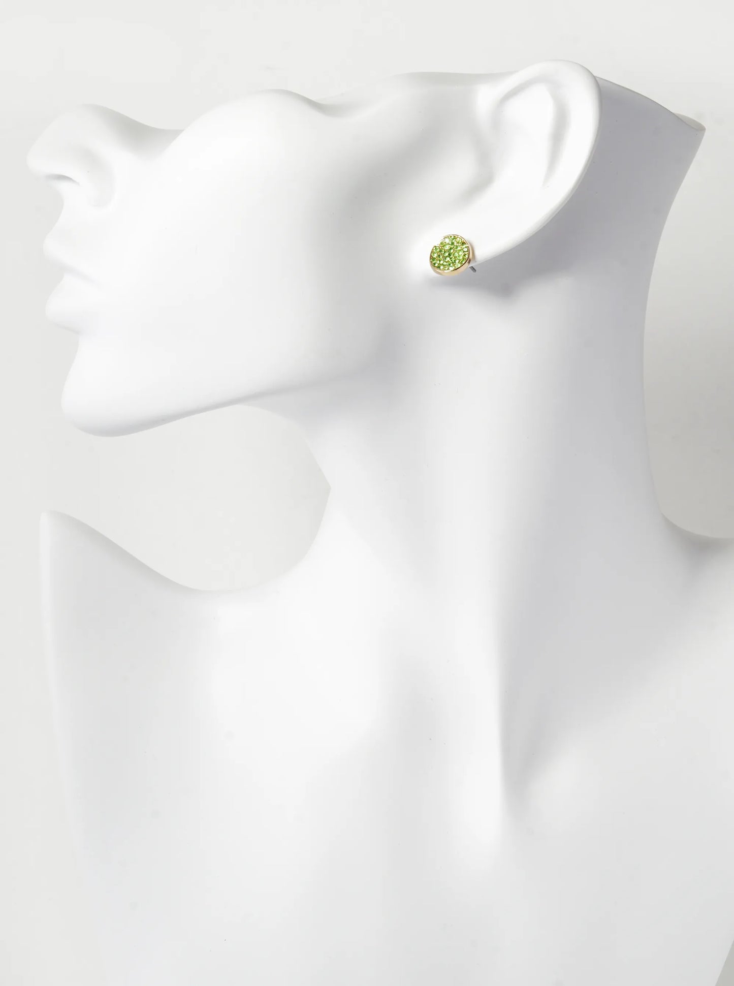 Crystal Pave 9mm Curved Round Disc Button Stud Earrings