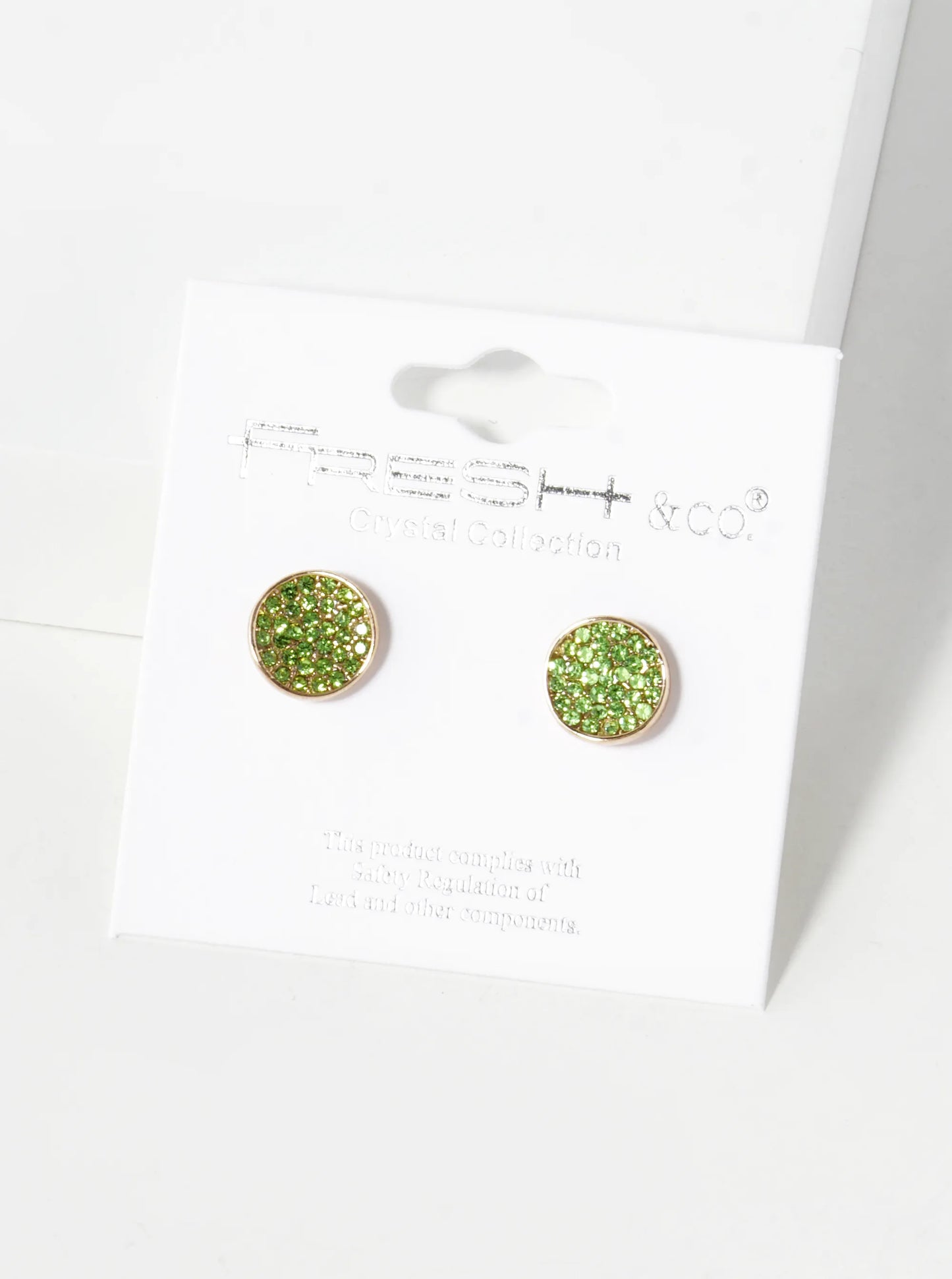 Crystal Pave 9mm Curved Round Disc Button Stud Earrings